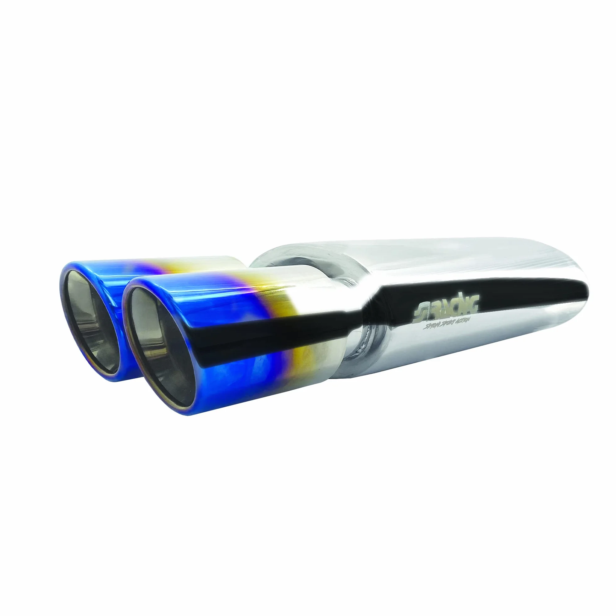 Simoni Racing ESR758/B Marmitta Sportiva Universale in Acciaio Inox, Doppia Uscita 66 mm Finitura Titanium Burnt, Ingresso 52 mm, Lunghezza 515 mm, Corpo Lucidato a Specchio