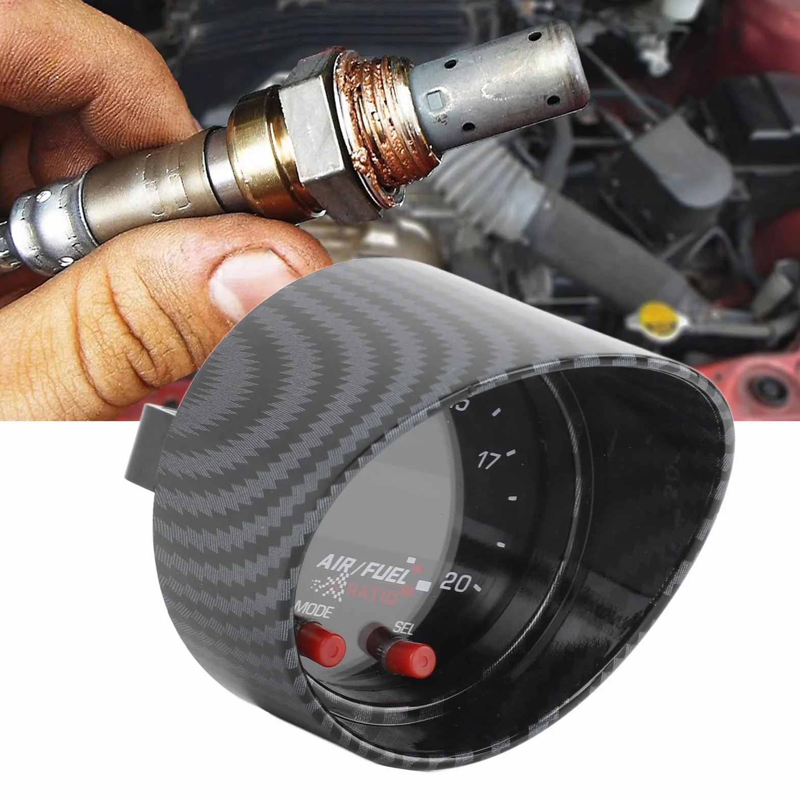 Misuratore del Sensore UEGO AFR a Banda Larga Serie X Indicatore del Rapporto del Carburante Dell'aria Misuratore per Auto 30‑0300 Kit Indicatore AFR Display del Rapporto del