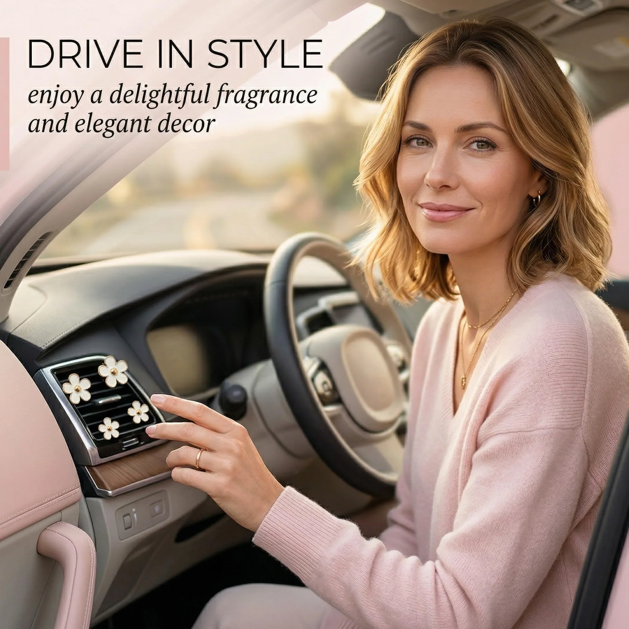 Margherite Decorazioni Auto Interni Set 4 Pezzi Profumatore Auto con 2 Pastiglie Profumate