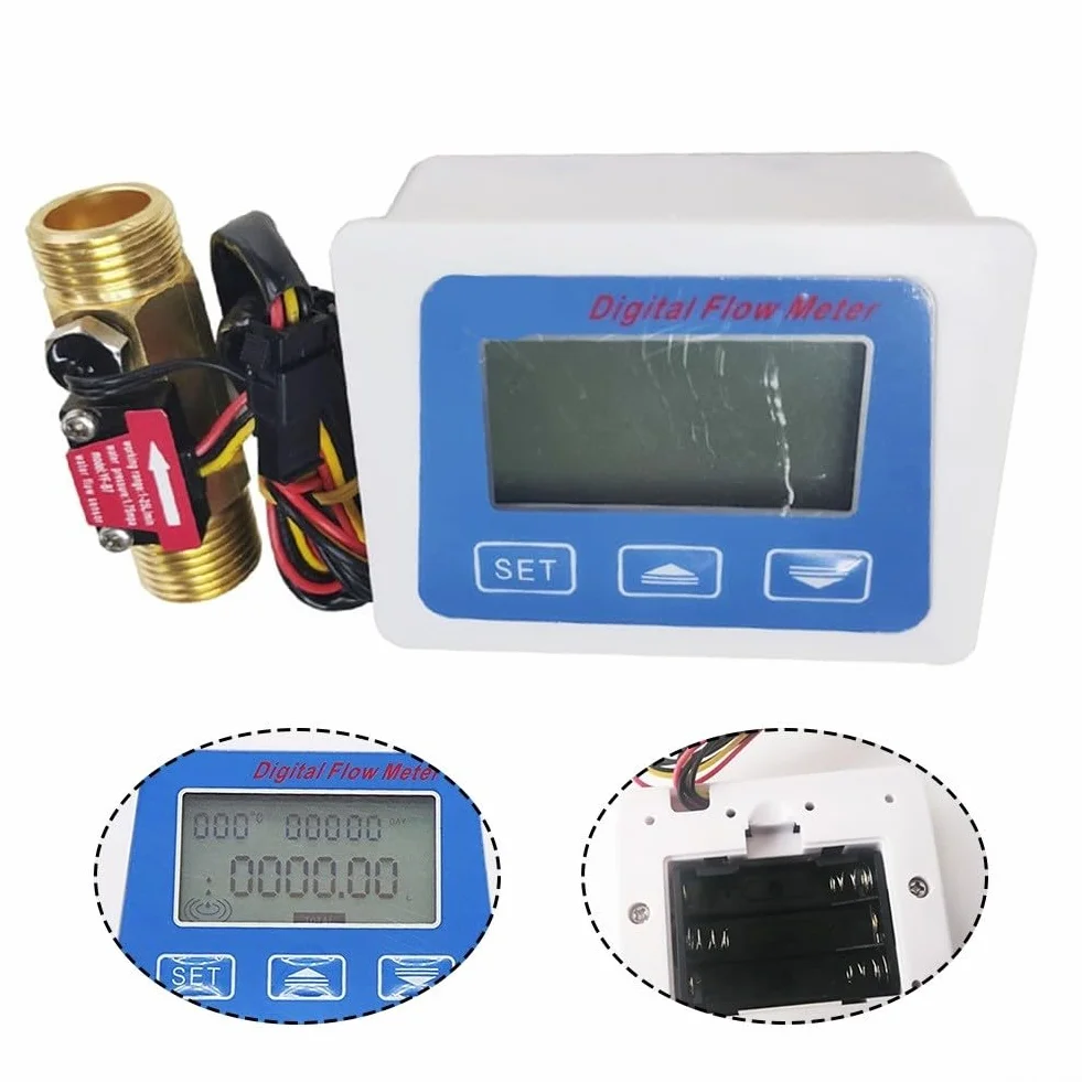 Misuratore di portata del carburante con contatore LCD e sensore, misura il consumo totale di acqua e l'intervallo di temperatura