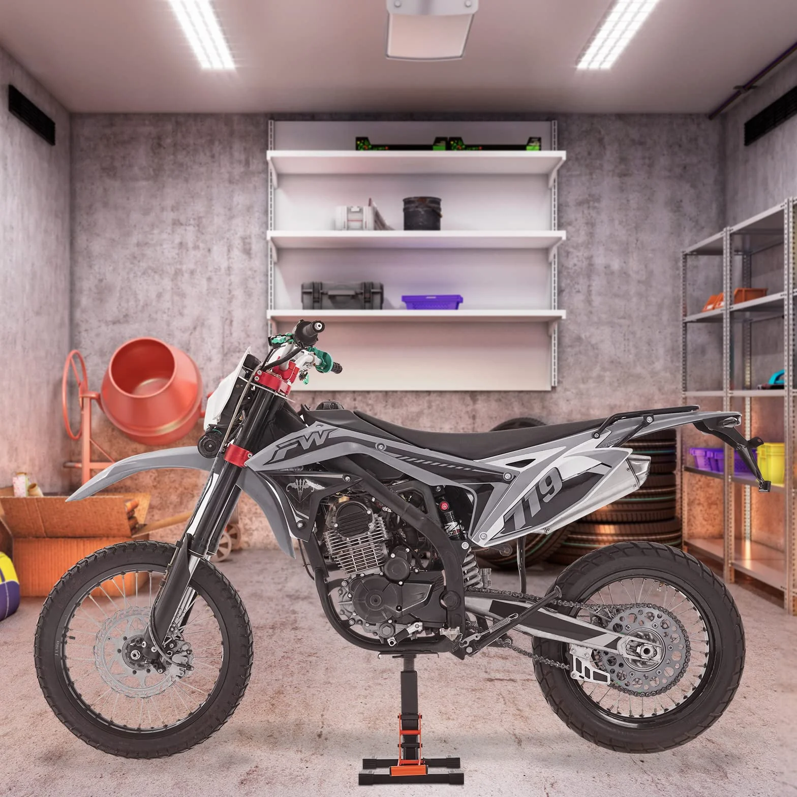 VEVOR Ponte Sollevatore Idraulico per Moto Bici Capacità 200kg Altezza Regolabile 255-460mm