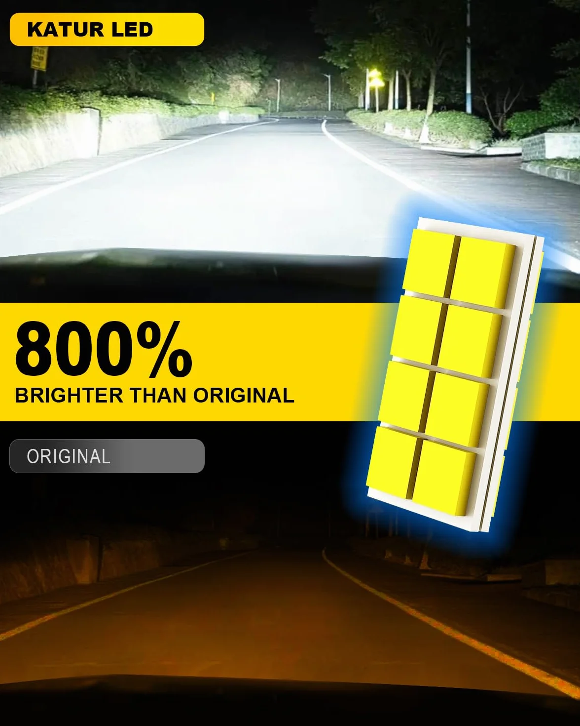 KATUR Lampadina LED H4 40000LM 200W 6000K Bianco Brillante 9003 HB2 Hi/Lo LED Confezione da 2
