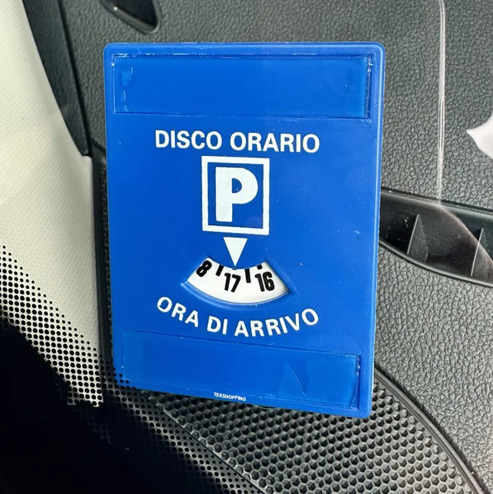 TEKSHOPPING Disco Orario Adesivo 6x8 cm Parchimetro Parcometro Sosta Italiano Timer Parcheggio Auto Camion Camper
