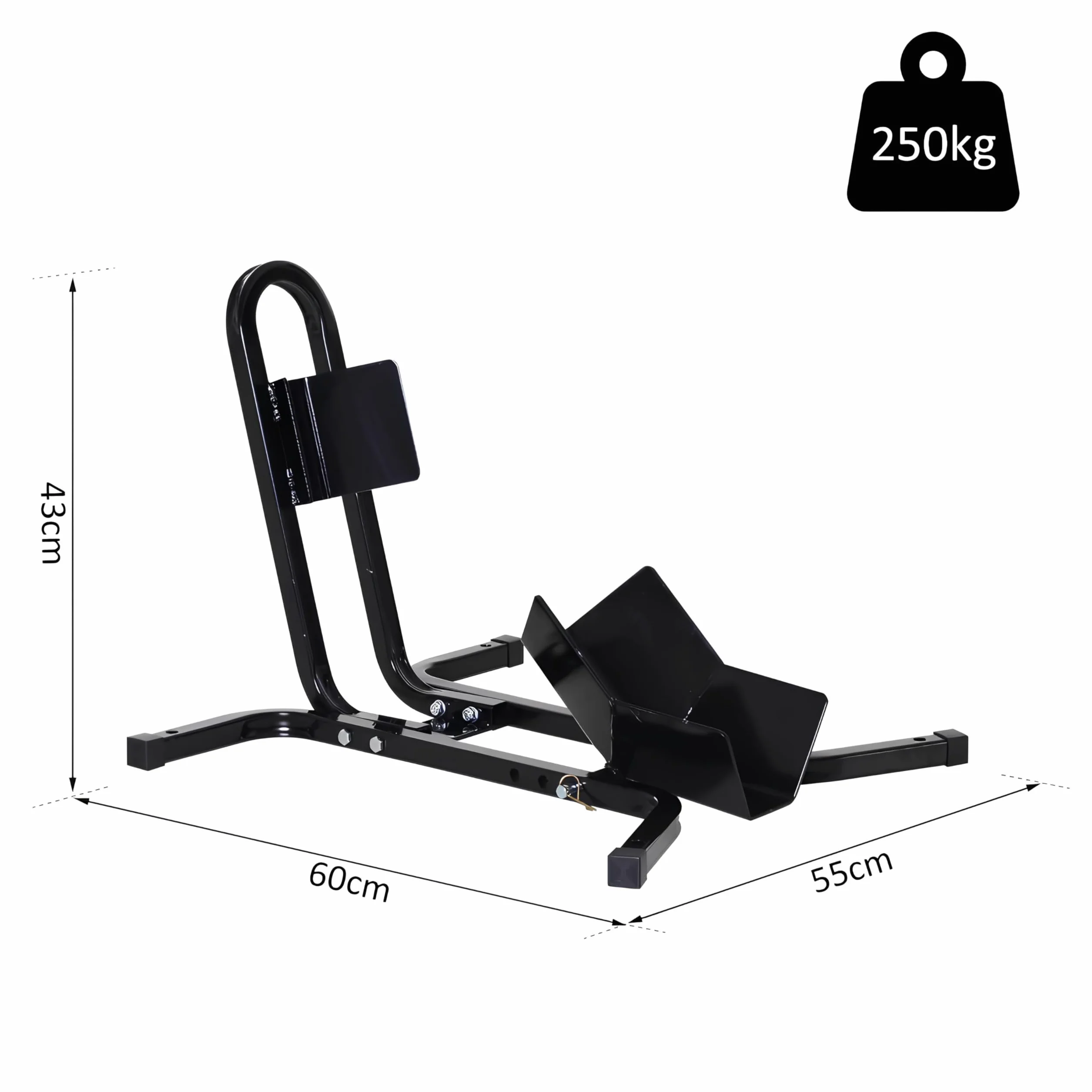 Blocca Ruota Moto Universale Regolabile 3 Livelli Anti-Caduta Peso Max 250 kg Metallo 60x55x43 cm Nero
