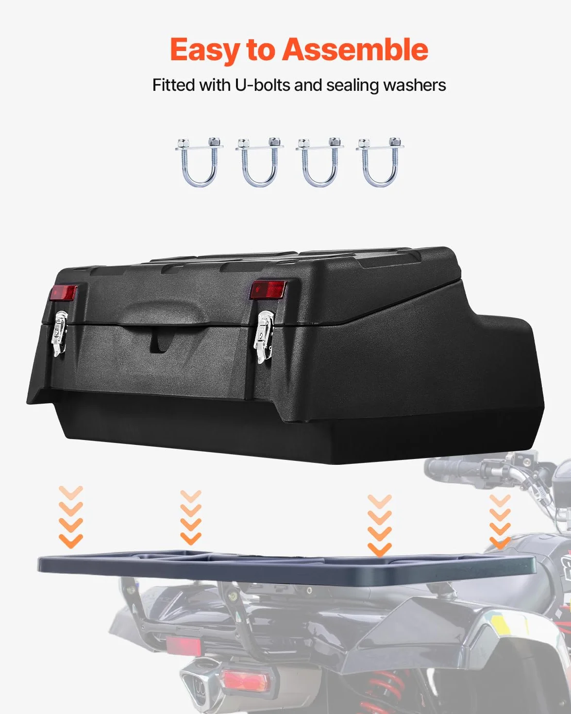 VEVOR Contenitore Sdraio da Auto ATV UTV Posteriore 95L LLDPE Impermeabile con Serratura Nero