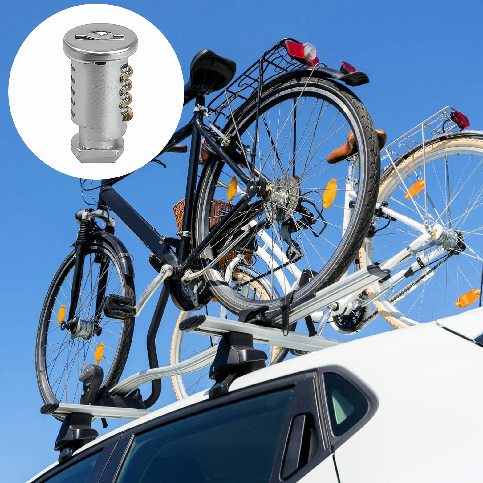 4 Cilindri di Bloccaggio per Box da Tetto per Portabici Thule, Chiave e Cilindro di Bloccaggio per Box da Tetto Thule, Accessori per Portabici, Portapacchi con Chiave di Riserva