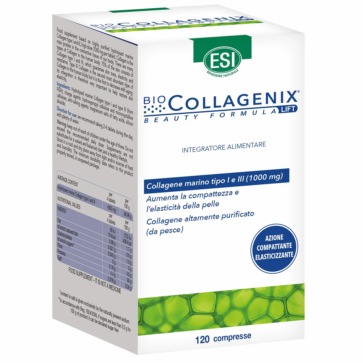 ESI Biocollagenix Integratore Alimentare Collagene Marino Idrolizzato 1000 mg 120 Compresse