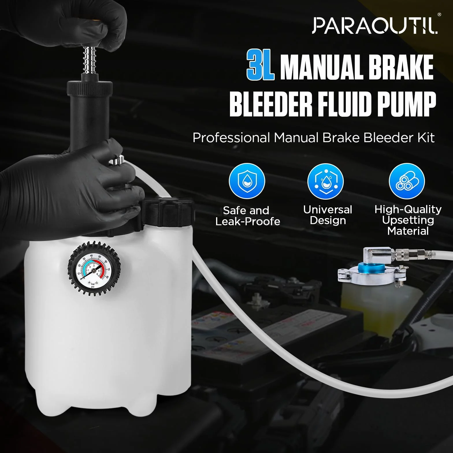 Spurgo freni 3L Set sostituzione liquido freni auto con contenitore aspirazione 1L 4 adattatori universali