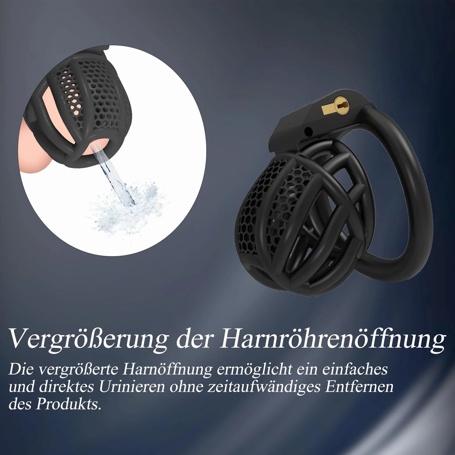 BDSMYEE chastity cage gabbia castità per uomo con 4 cockrings nero M