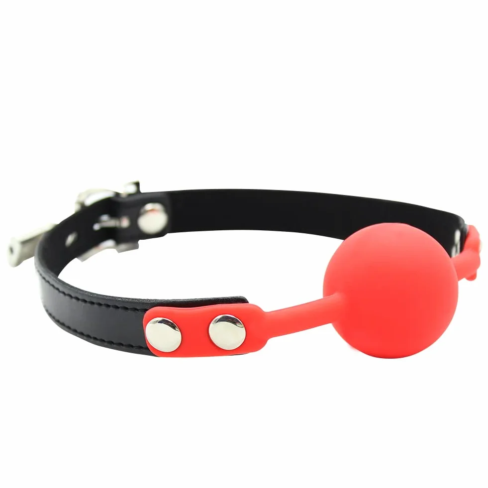 SXOVO Silicone Ball Gag con Serratura e Chiave, Palla Bavaglio per BDSM Sex Toy Rosso