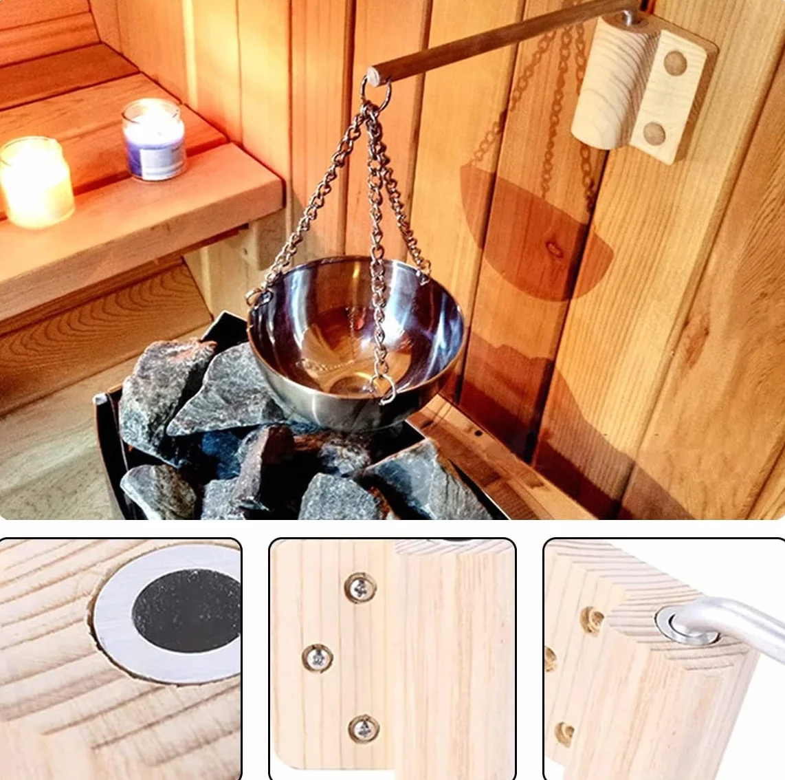 Ciotola per Sauna 350 ML Acciaio Inox Accessori Sauna per Spa Oli Essenziali