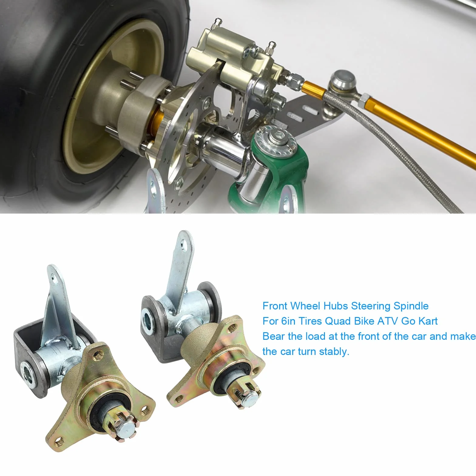 Asixxsix Perno del Fuso a snodo per Go Kart, 2 Pezzi 17mm Mozzi per Ruota Anteriore in Lega di Acciaio Perno dello sterzo per Pneumatici da 6 Pollici Quad Bike ATV Go Kart