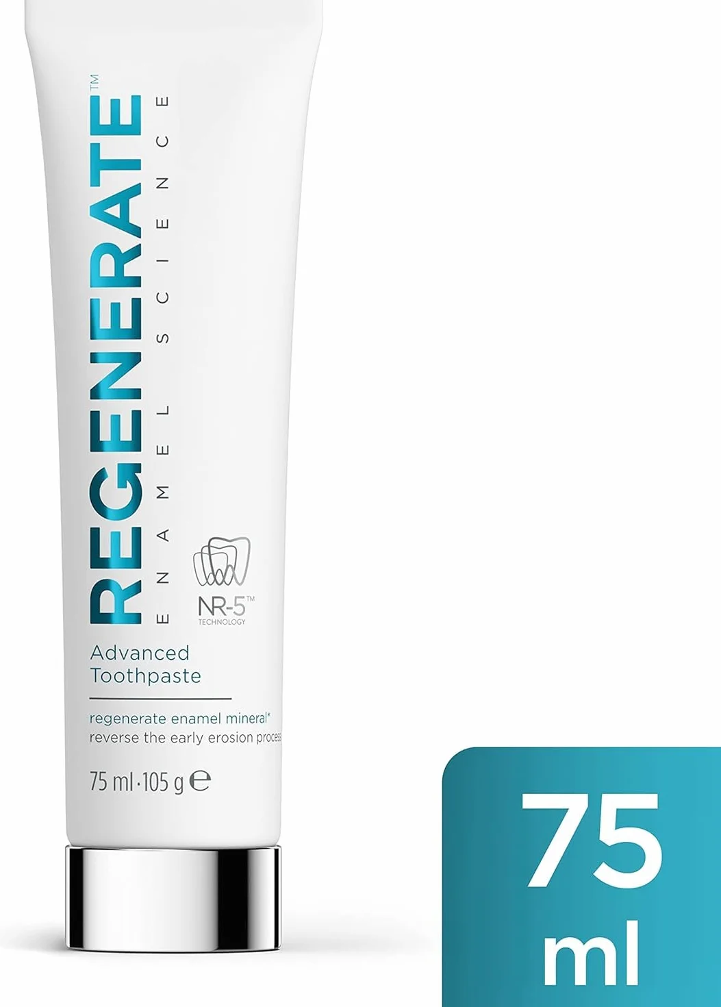 Regenerate Dentifricio Avanzato 75 ml, Rigenerazione Smalto Dentale, Antierosione, Protezione Denti, NR-5, Gusto Menta
