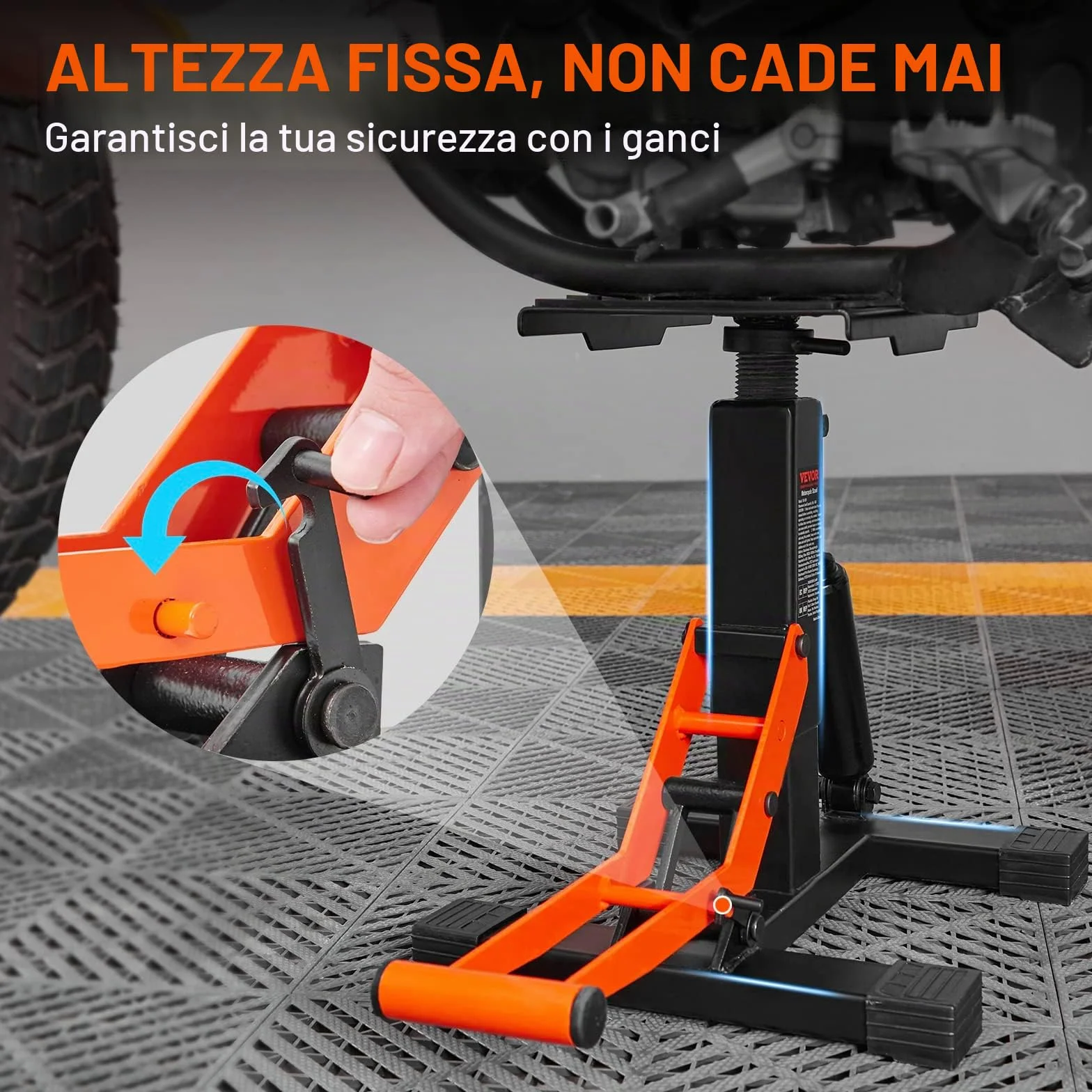 VEVOR Ponte Sollevatore Idraulico per Moto Bici Capacità 200kg Altezza Regolabile 255-460mm