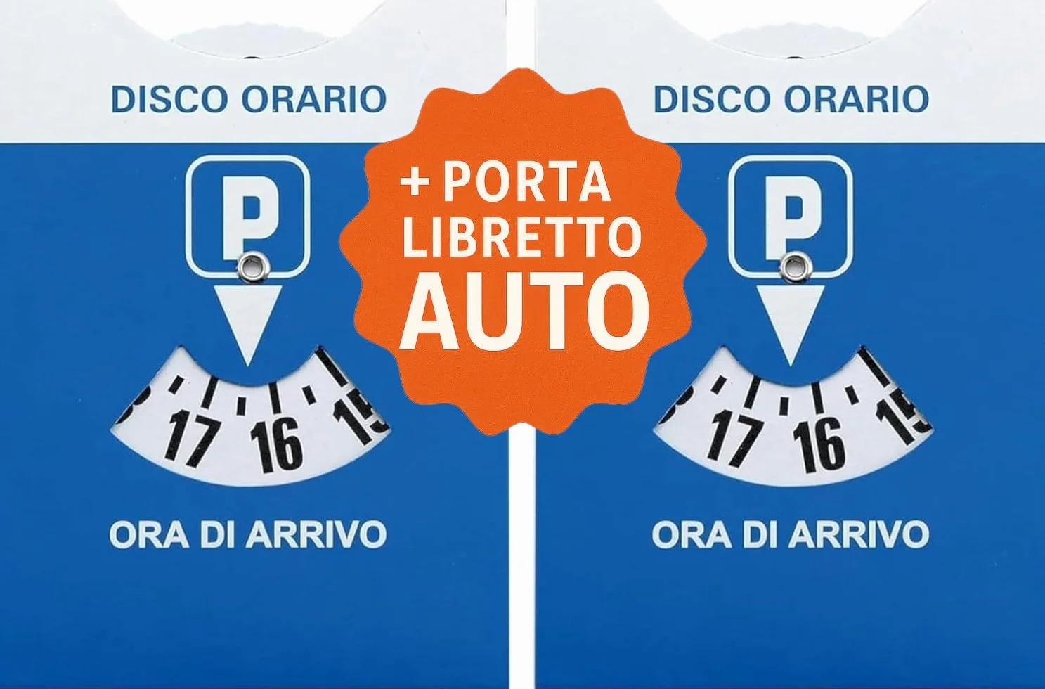 Disco Orario Auto MAXI + Porta Documenti Auto Plastica Blu + Busta PVC 15x12 CM - Parchimetro Italiano x Auto e Moto - Accessori auto