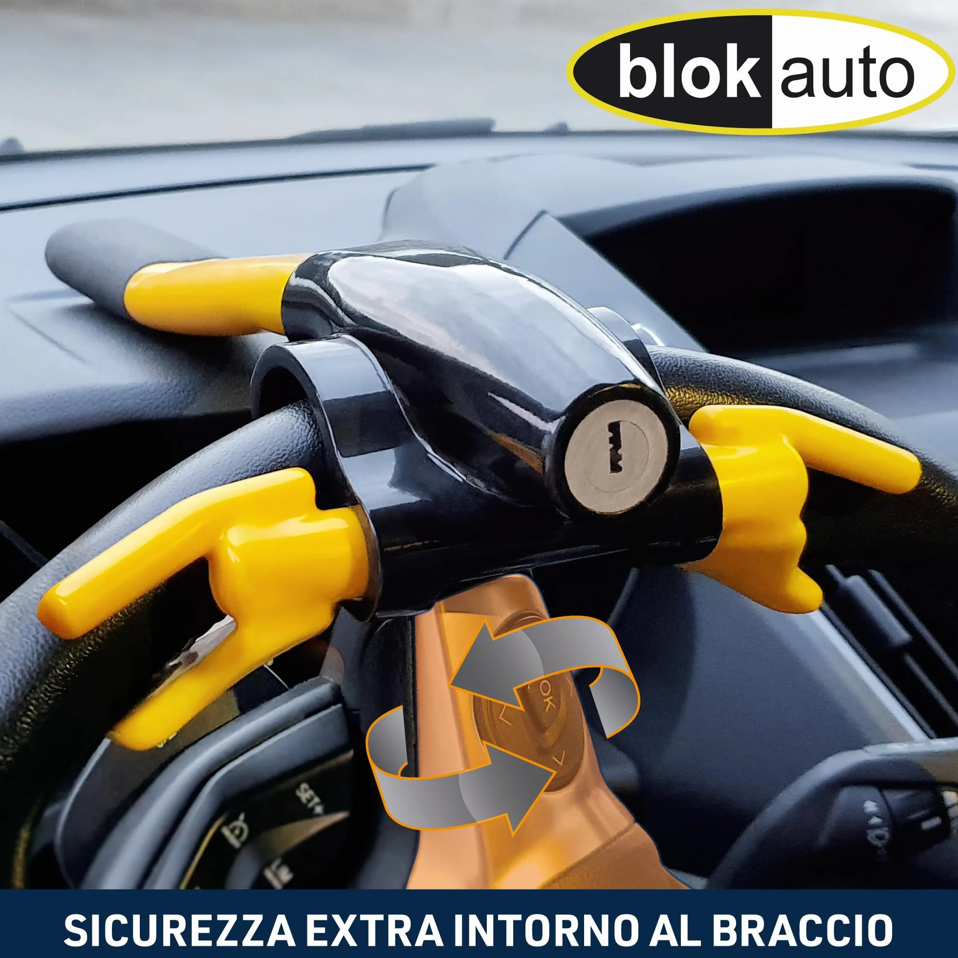 Antifurto Auto Alta Sicurezza, Blocca Sterzo Universale per Auto Furgone Camper