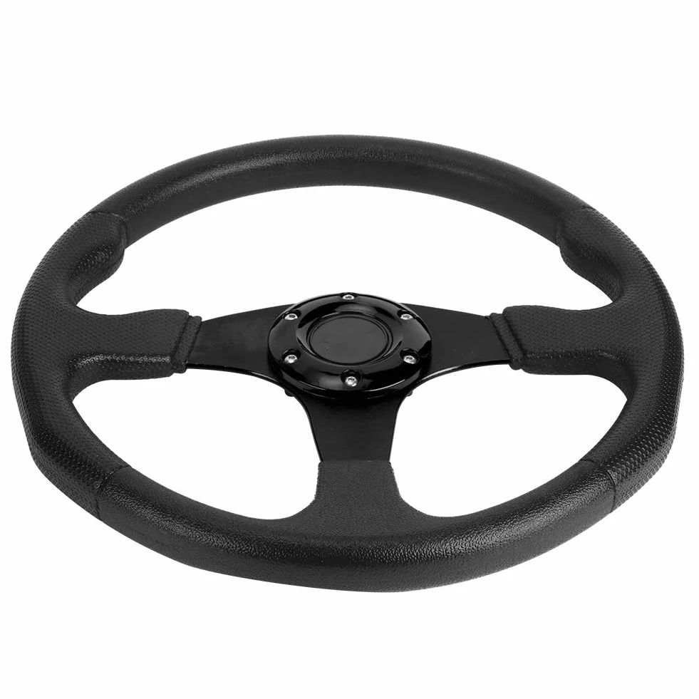 350mm 14in Auto Wheel Deep Dish 6 Bulloni Volante Sportivo Sterzo Sportivo Nero Piatto Accessorio Universale Modificato