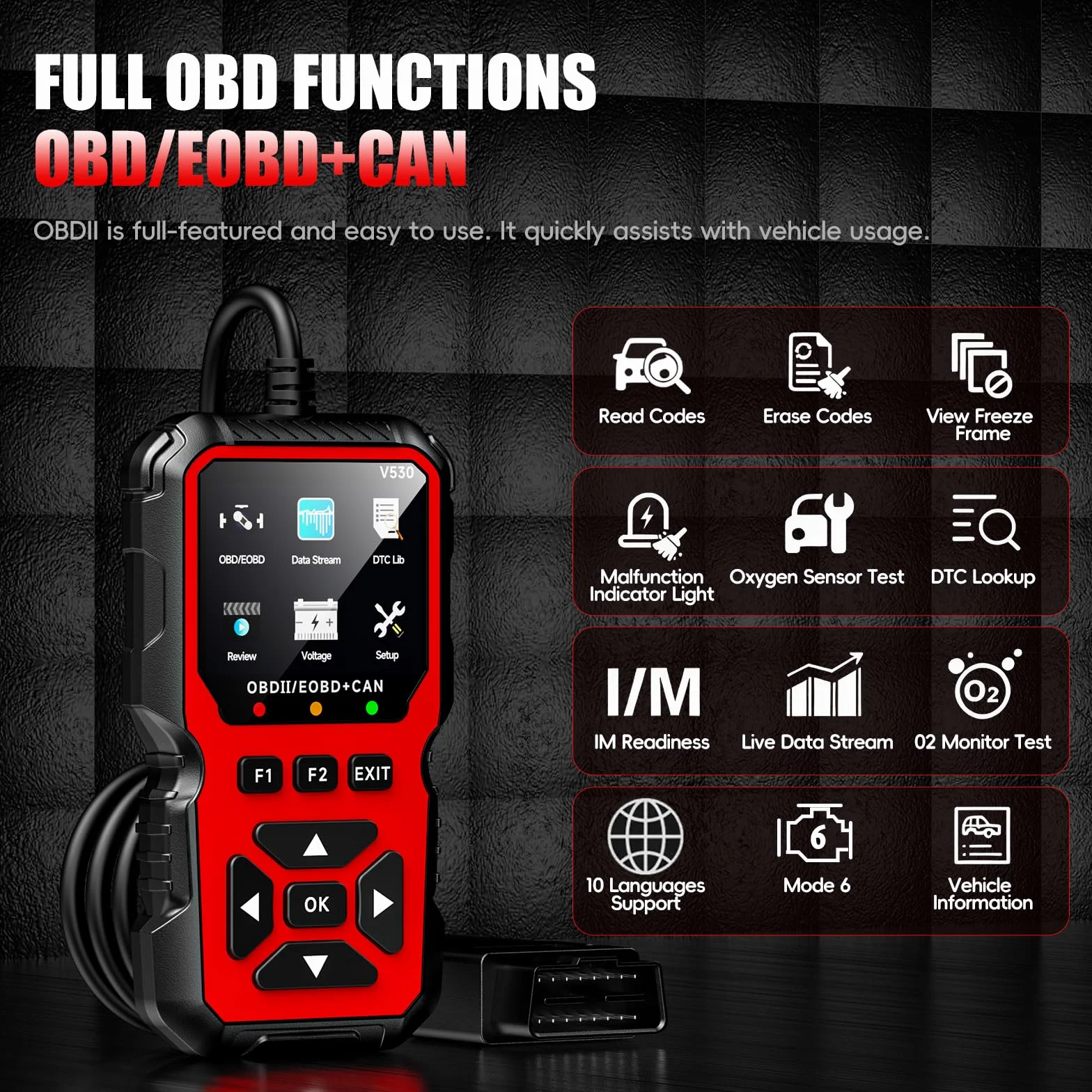 OBD2 Diagnosi Scanner Professionale Italiano EOBD CAN Lettore Errore Motore per Audi BMW VW Rosso