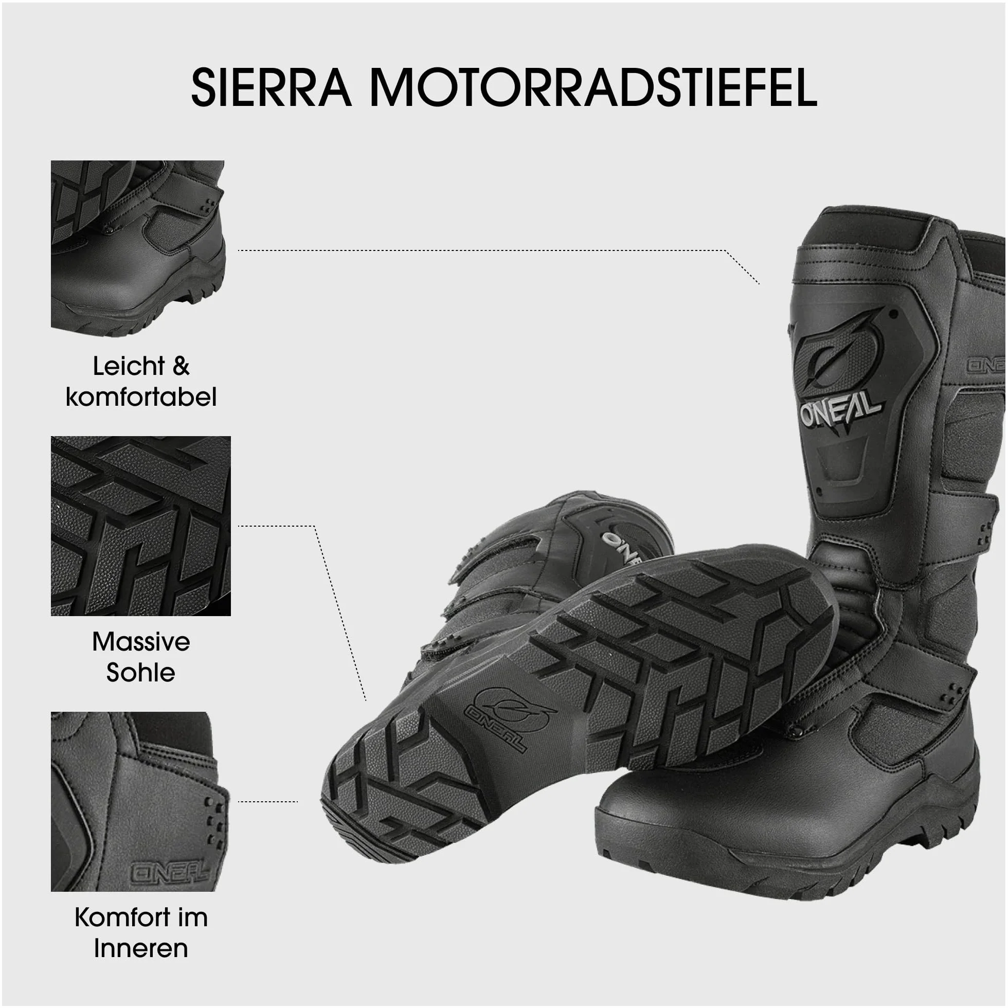O'NEAL | Stivali moto | Enduro Adventure | Stivale Touring impermeabile, parastinchi in gomma termoplastica, suola in gomma piena | Sierra Boot | Adulto