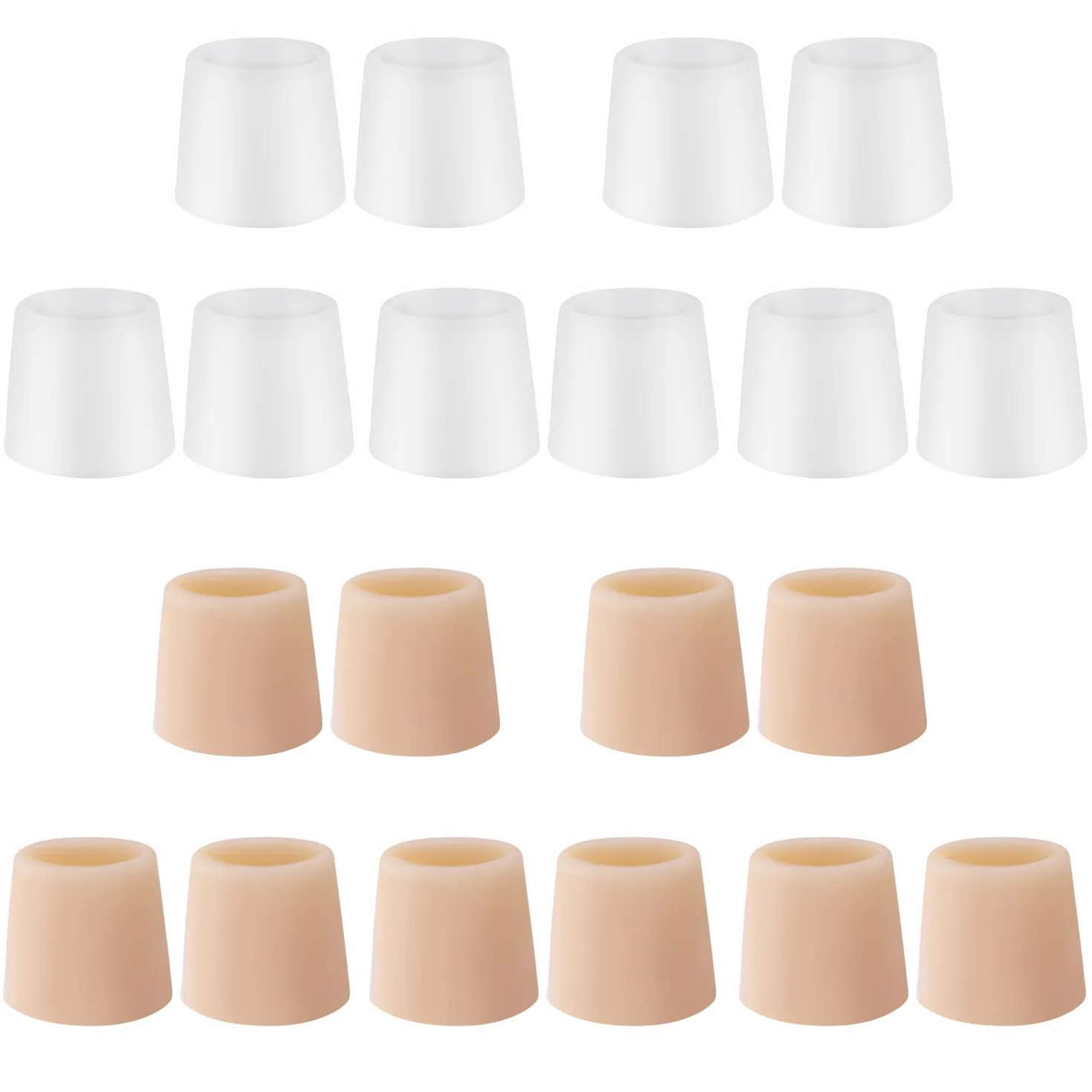 Protezione Dita Piedi in Silicone per Alluce Copertura Unghie Uomo Donna Colore Pelle Bianco 20 PCS