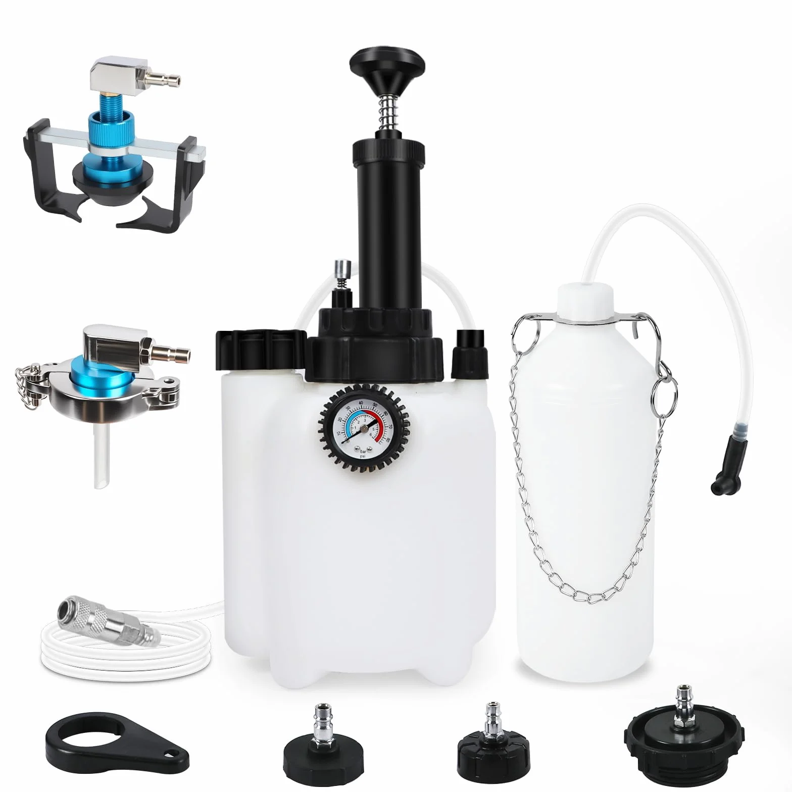 Spurgo freni 3L Set sostituzione liquido freni auto con contenitore aspirazione 1L 4 adattatori universali