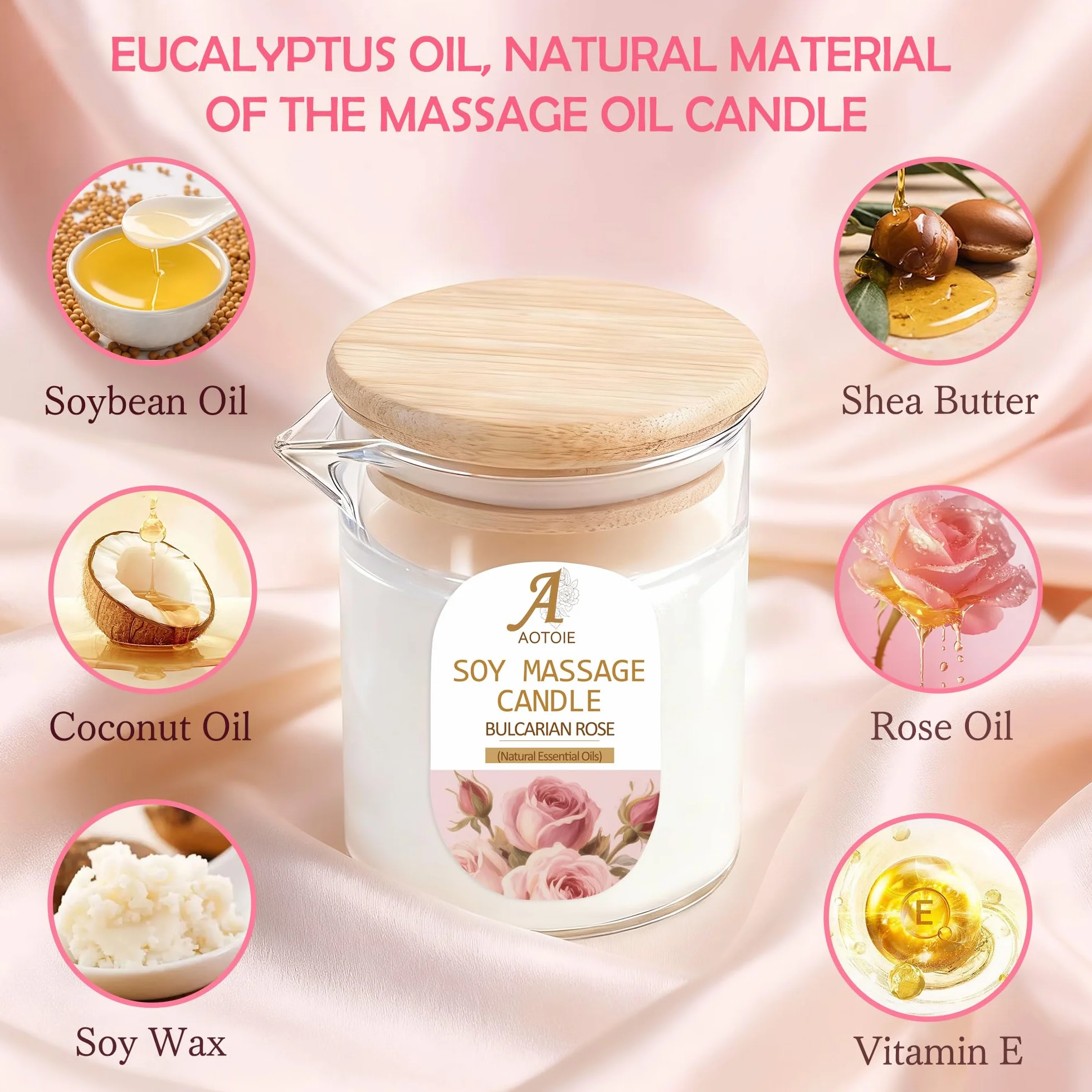 Candela Massaggio Olio di Lavanda e Rosa 240ml Bassa Temperatura per Coppie Relax SPA