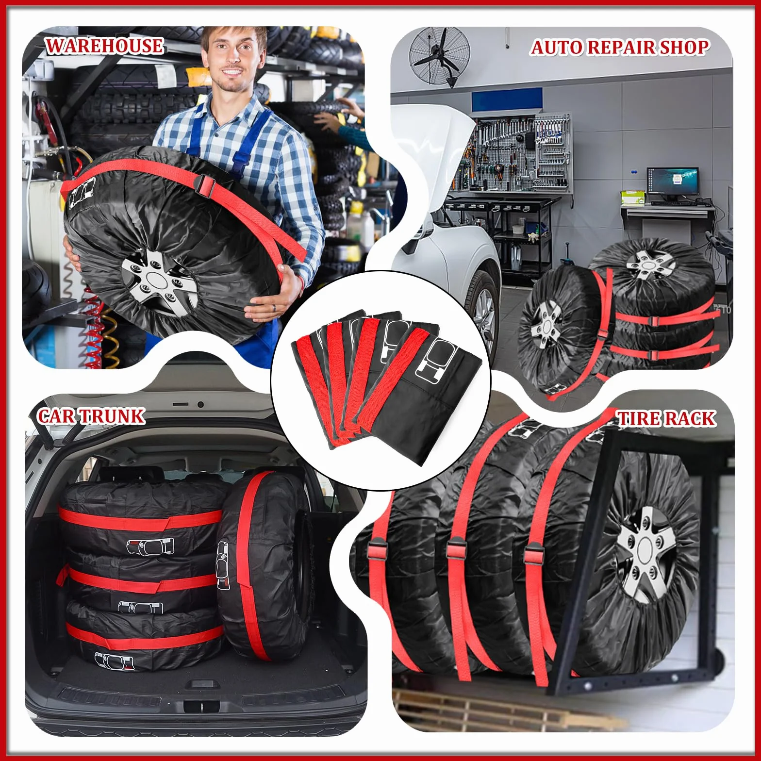 Copri Pneumatici Auto 4 Pezzi 18-22 Pollici Copri Gomme da Garage Copriruote Auto