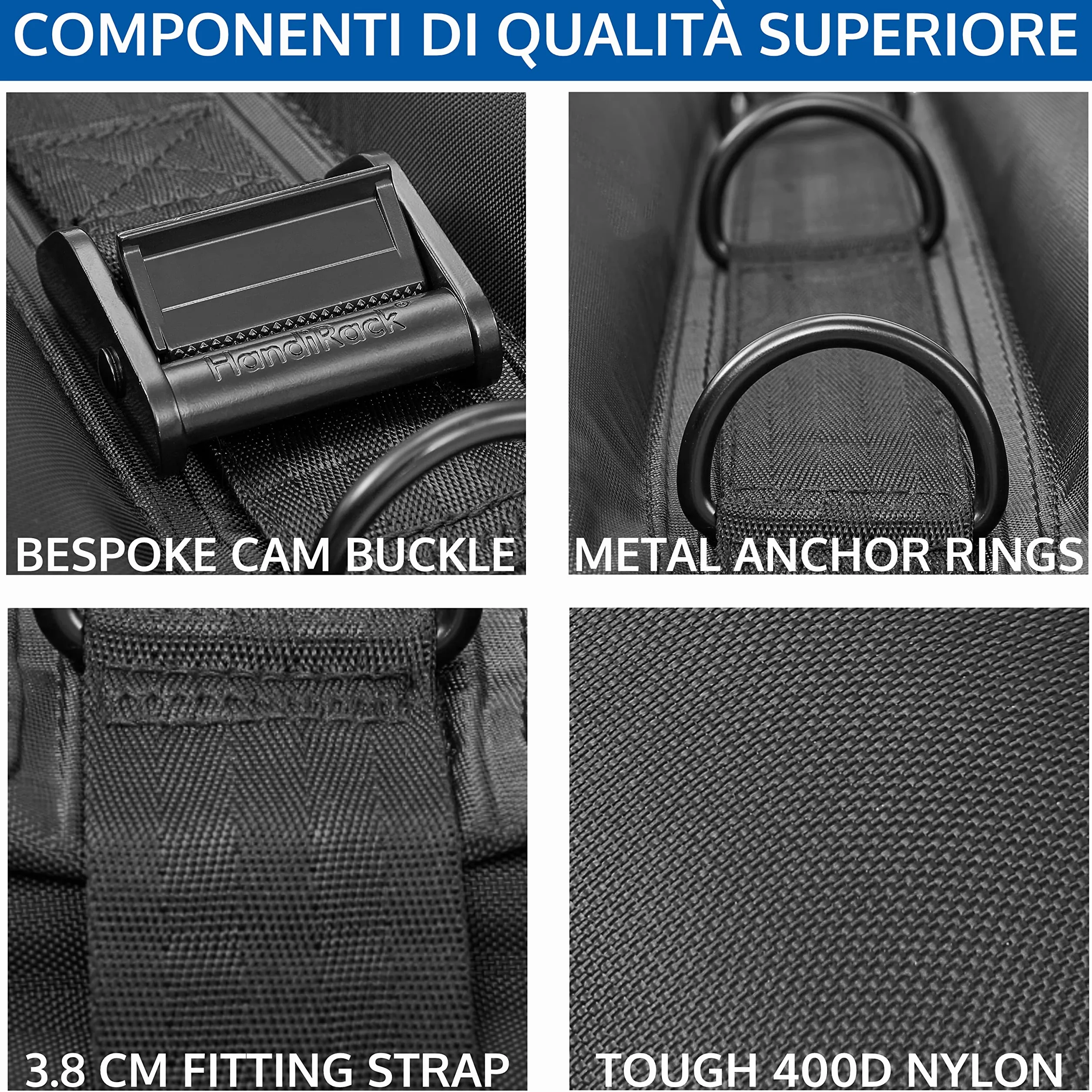 HandiWorld HandiRack Portapacchi Universale per Auto Barra da Tetto Impieghi Pesanti Nero