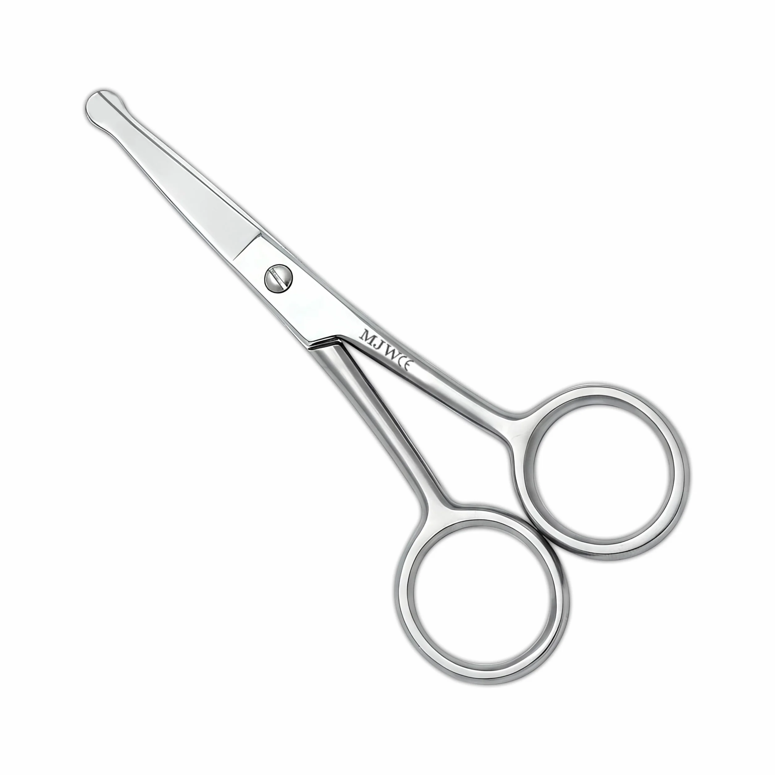 Forbici per peli di naso e orecchie in acciaio inossidabile con punta arrotondata per baffi, sopracciglia e barba