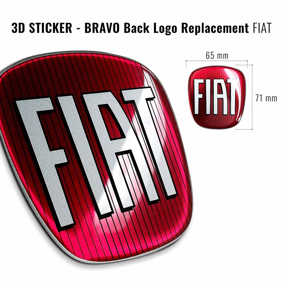 Fiat Adesivo Autovettura 3D Ricambio Logo per Bravo Posteriore, Rosso
