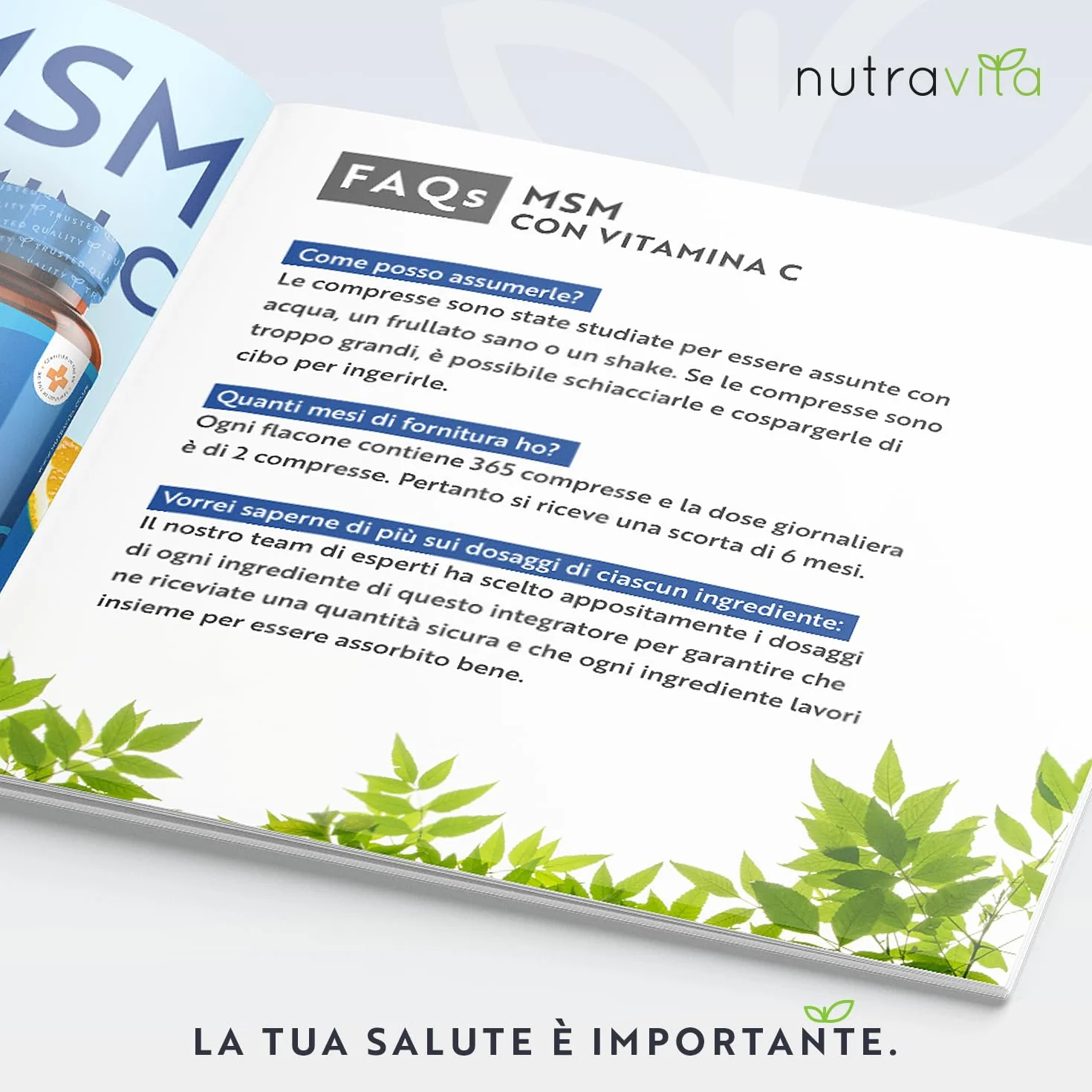 Nutravita MSM 2200mg Vitamina C 365 Compresse Vegane Metilsulfonilmetano 80mg