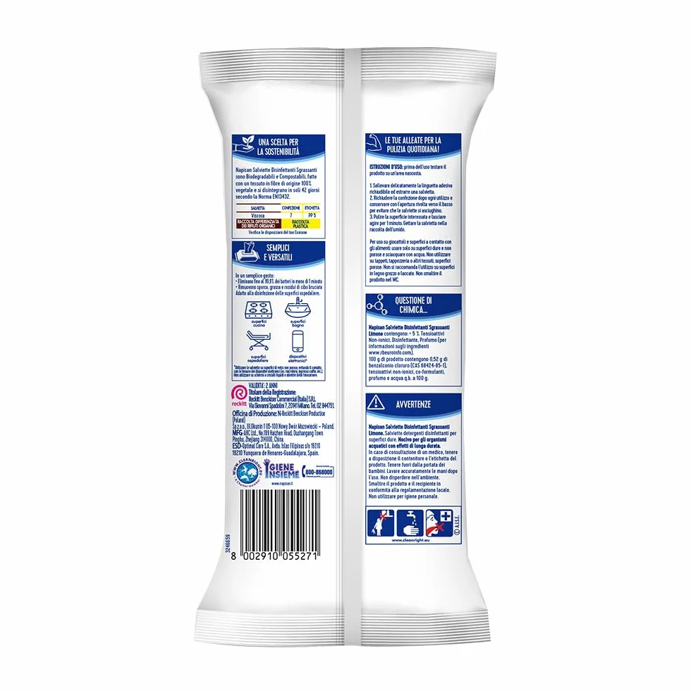 Napisan Salviette Disinfettanti Sgrassanti Limone 40 szt.