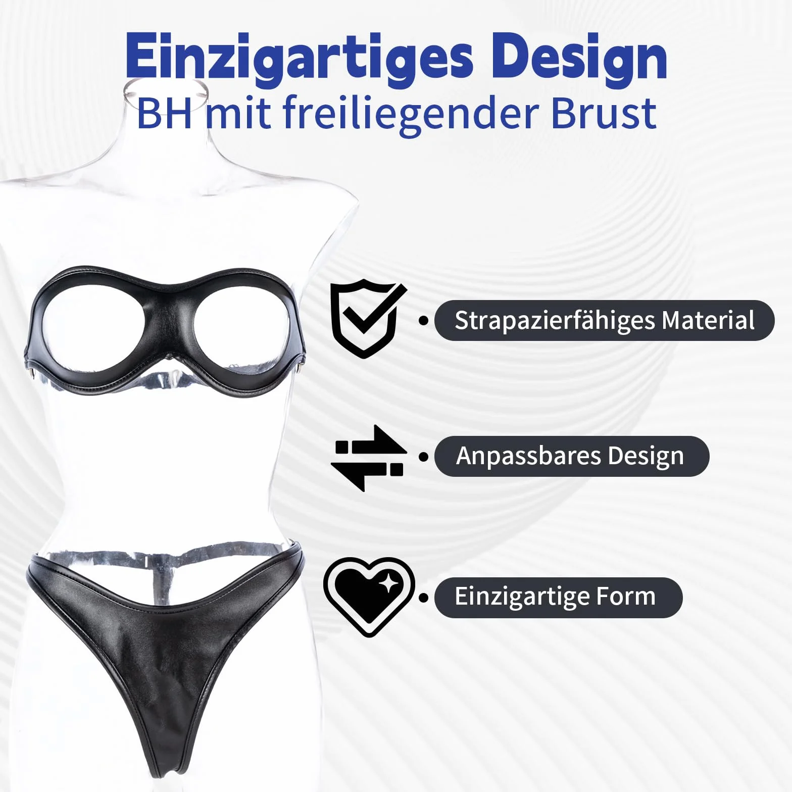 Set di Lingerie in Pelle Sexy Erotico Regolabile Perizoma e Reggiseno per Donne Fetish Bondage