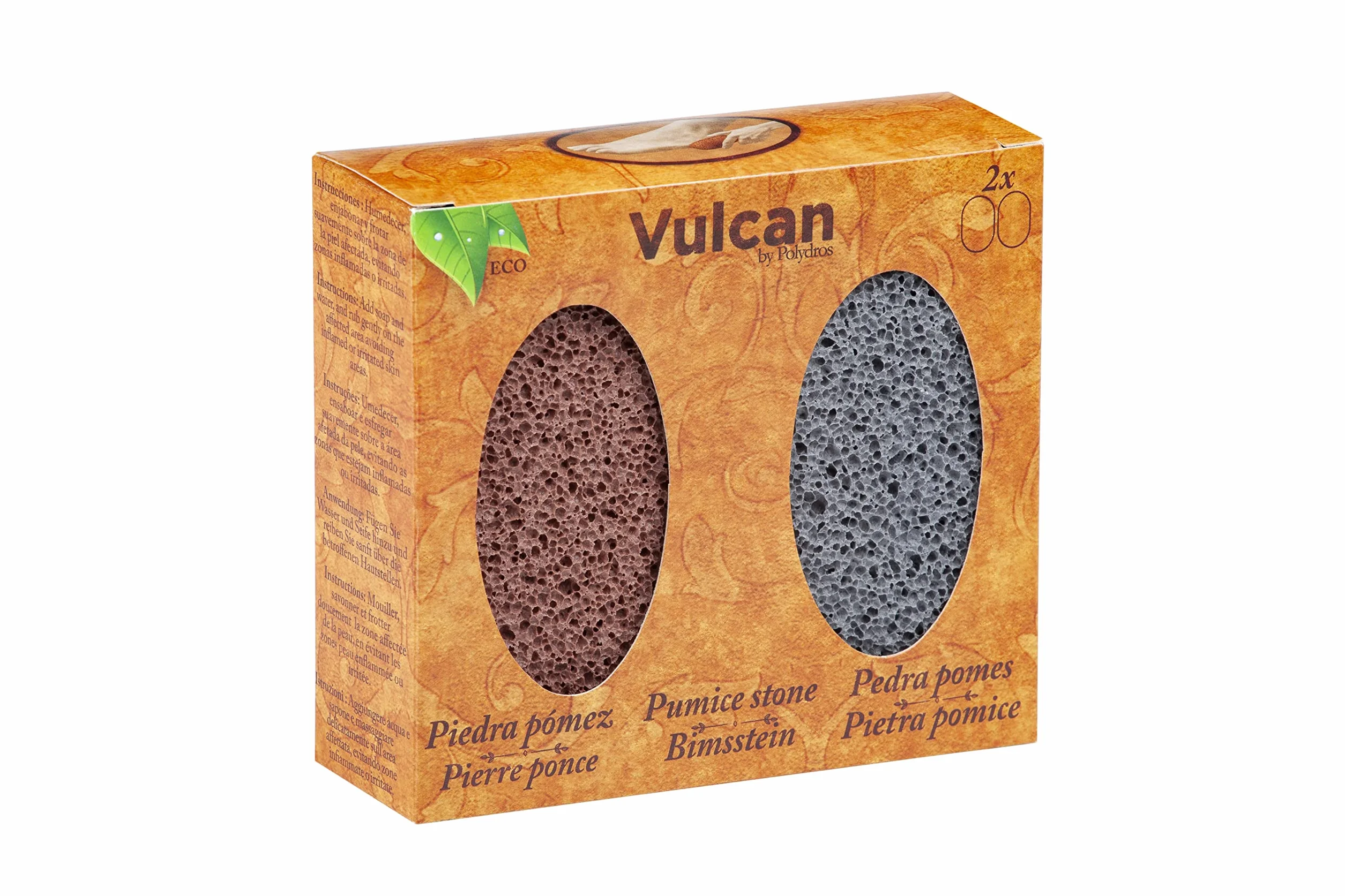 Vulcan Pietra pomice per piedi e mani, confezione da 2 pezzi
