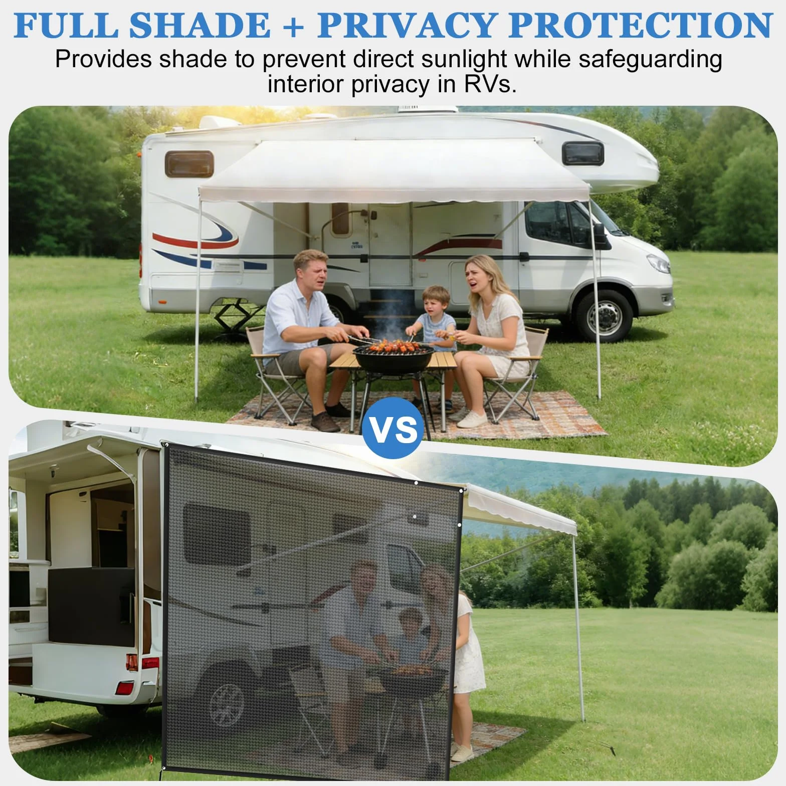 Tendalino Camper 2.1 x 2.5 m Impermeabile Resistente al Sole con Pareti e Accessori