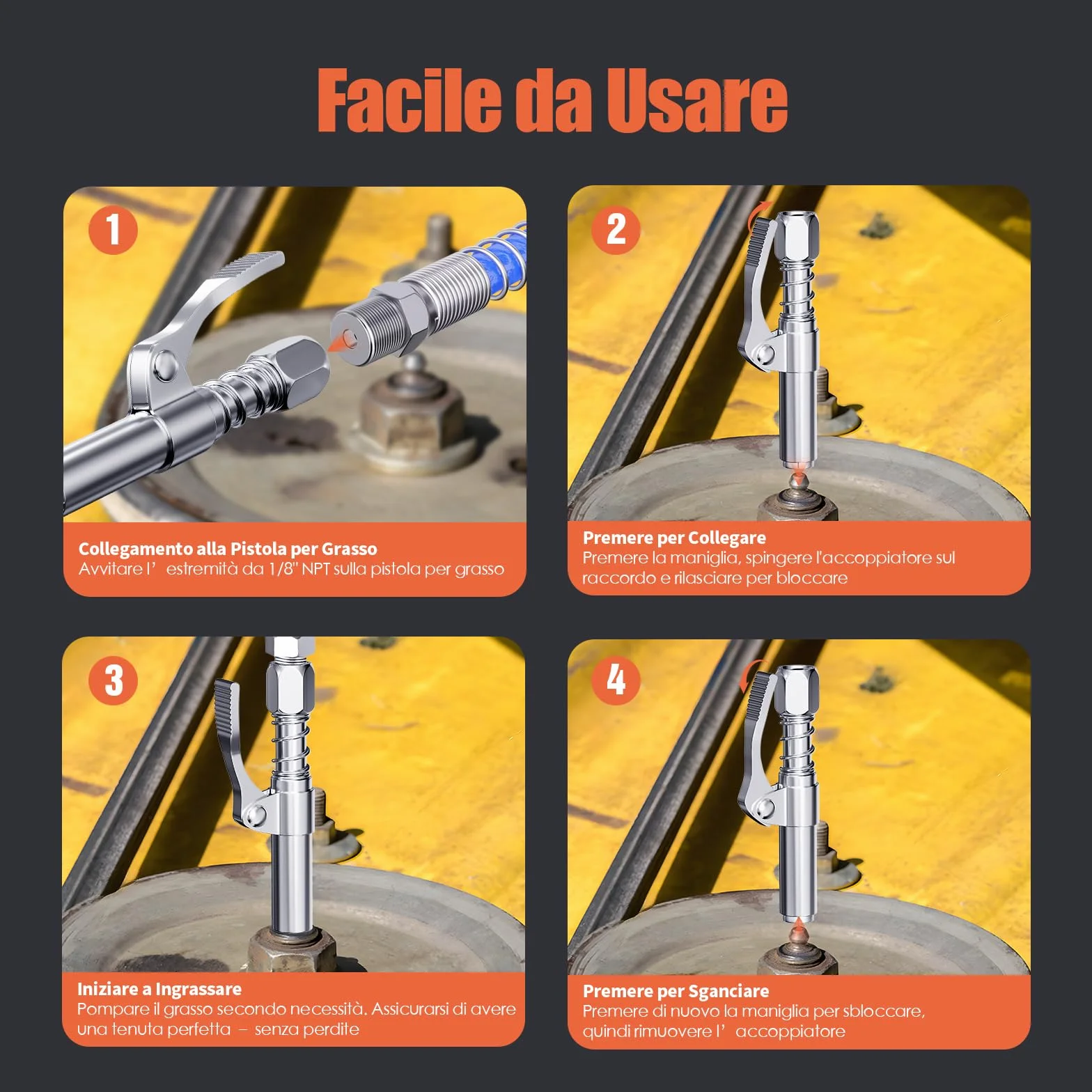 Profesjonalne Adaptery do Pistoletu Smarowniczego 2 szt. – 1/8" NPT, SAE, Metryczne