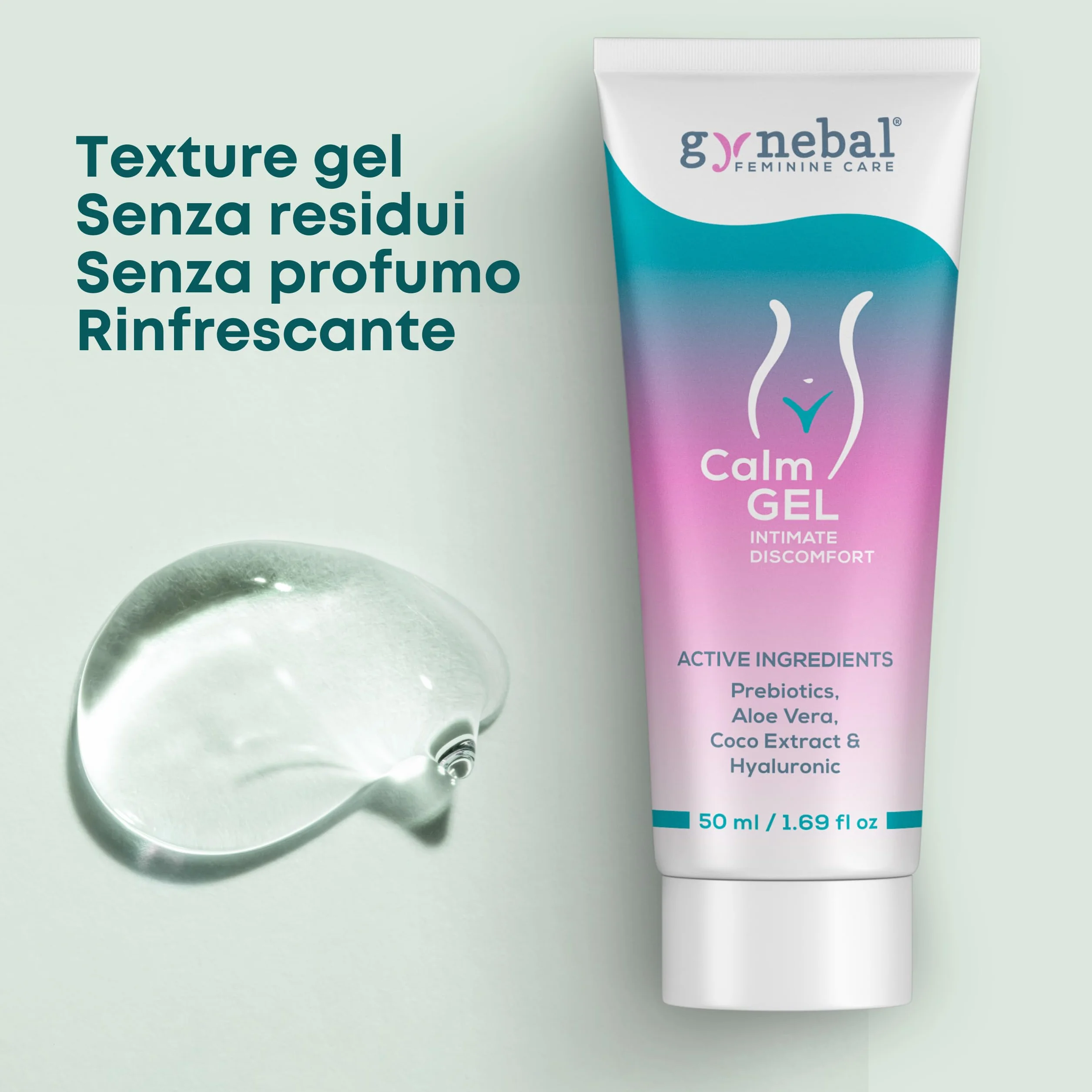 GYNEBAL CALM Gel Intimo con Prebiotici – Gel Idratante per Secchezza Vaginale, Prurito e Disagio – Supporta la Flora Vaginale – 50 ml