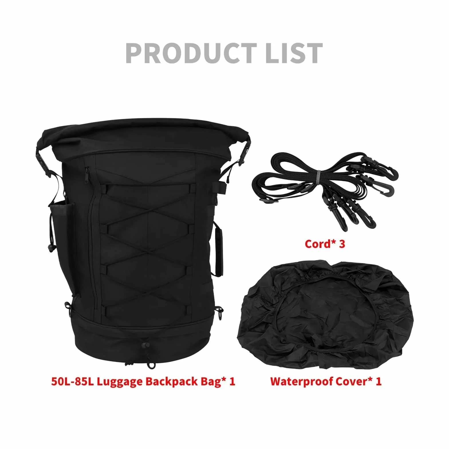 Borsa Moto Posteriore 50L-85L Zaino Portabagagli Sissy Bar Universale Espandibile