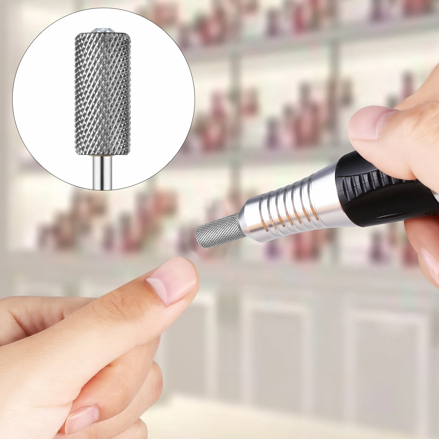 JCMaster Punta per Fresa Unghie Cristallo Carbide Forma Cilindrica Grana Media Manicure Pedicure Rimozione Gel Acrilico