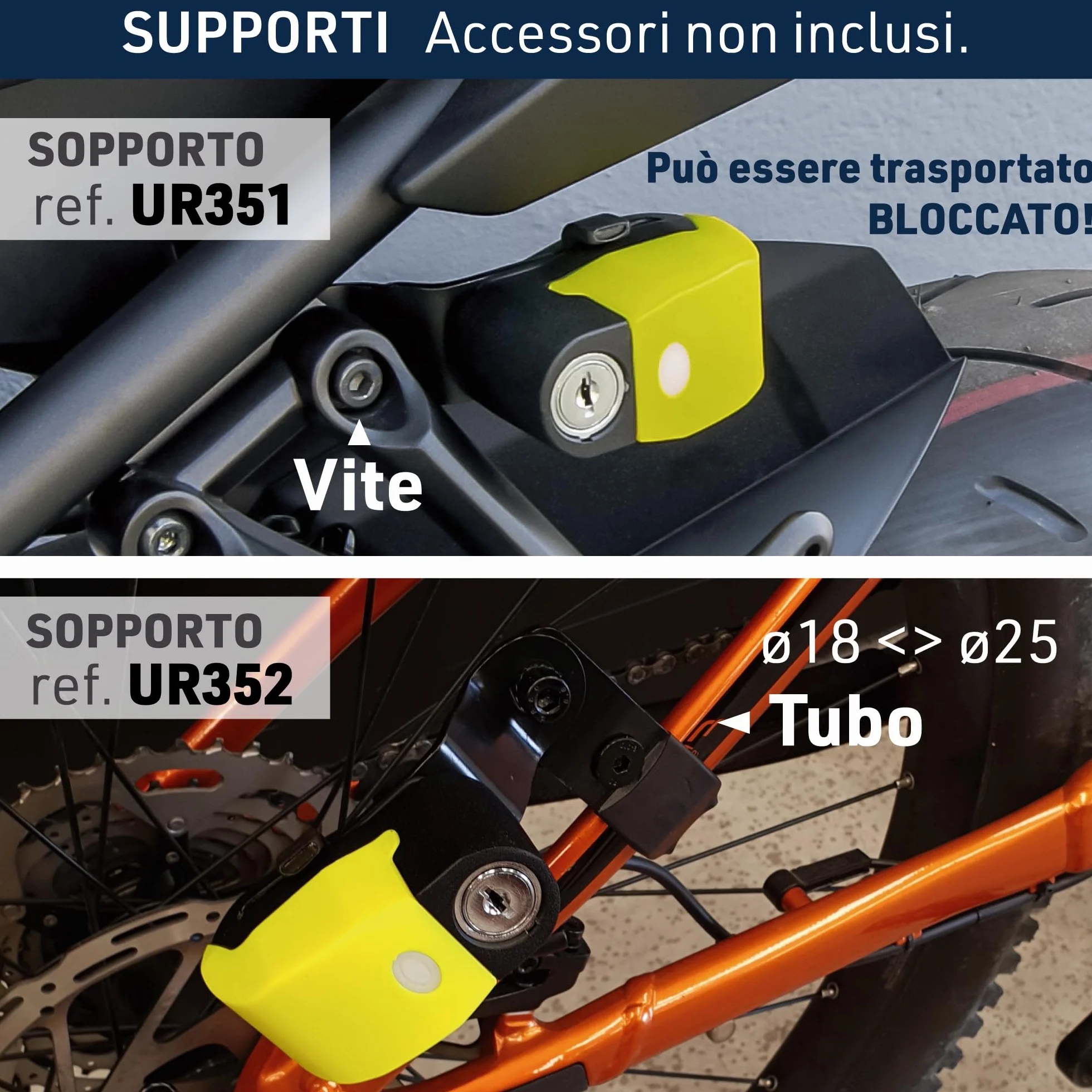 URBAN UR6 Antifurto Moto Blocca Disco con Allarme 120dB LED Impermeabile Sensibilità A+