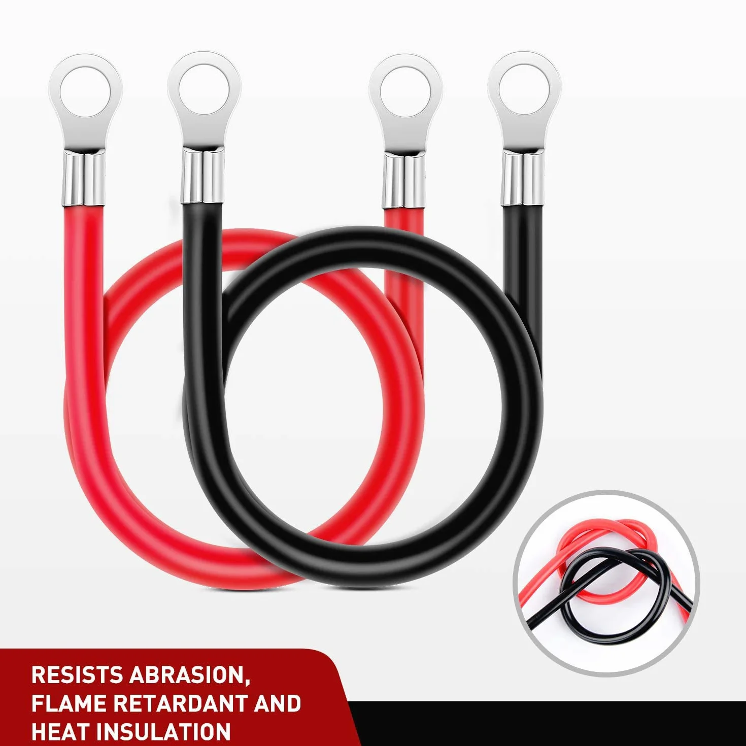 Gebildet 16mm² 50cm Cavi Inverter Batteria(Max 100A),Rosso e Nero Terminali ad Anello Rame Stagnato per Energia Solare,Auto,RV&Marine