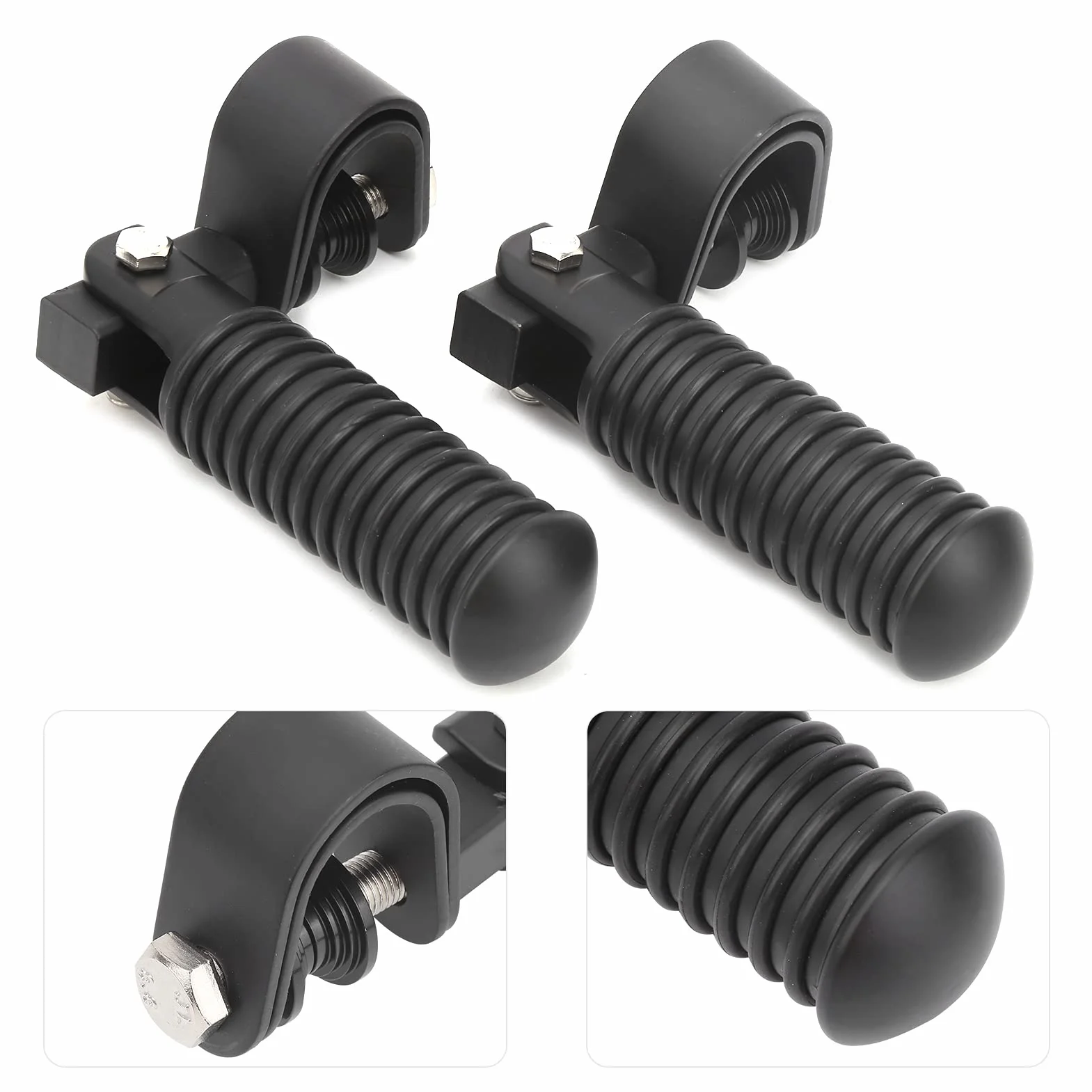Yosoo Health Gear Pedane Pieghevoli per Moto 25 mm/1 Pollice Coppia Supporti Poggiapiedi a Morsetto Barra Protezione Black