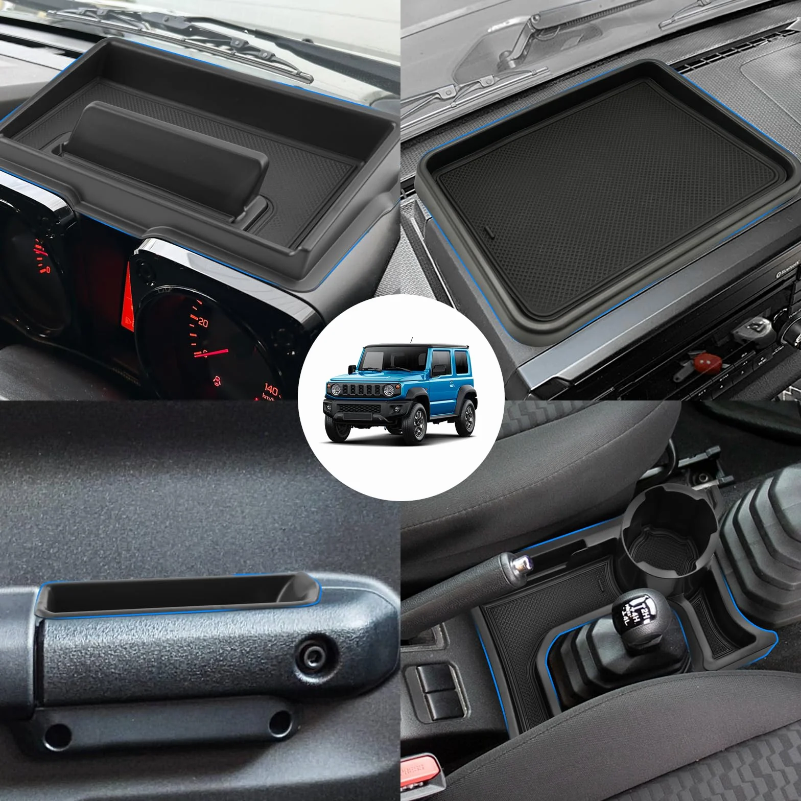 SHAOHAO Suzuki Jimny 4-Piece Set (Organizzatore Console Centrale + Cruscotto Posteriore + Organizzatore Auto + Navigazione Posteriore) Suzuki Jimny Accessori