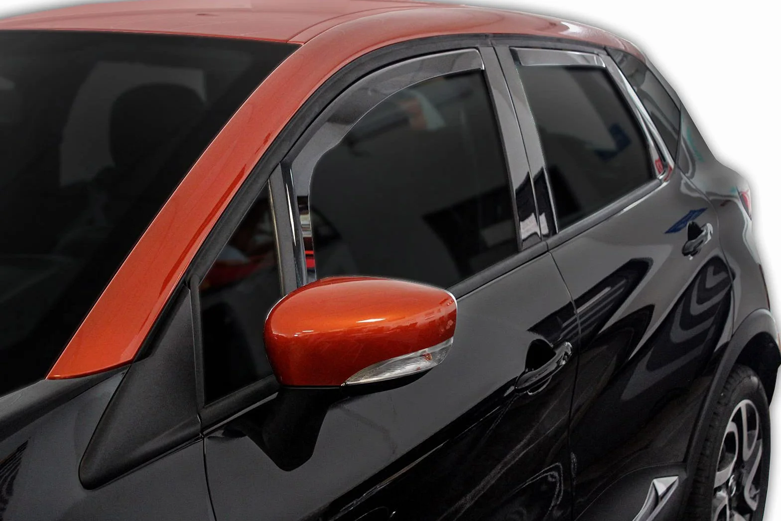 J&J AUTOMOTIVE Deflettori d'Aria Renault Captur 2013-2019 Set 4 Pezzi Antiturbo Antivento Antipioggia Nero Fumé