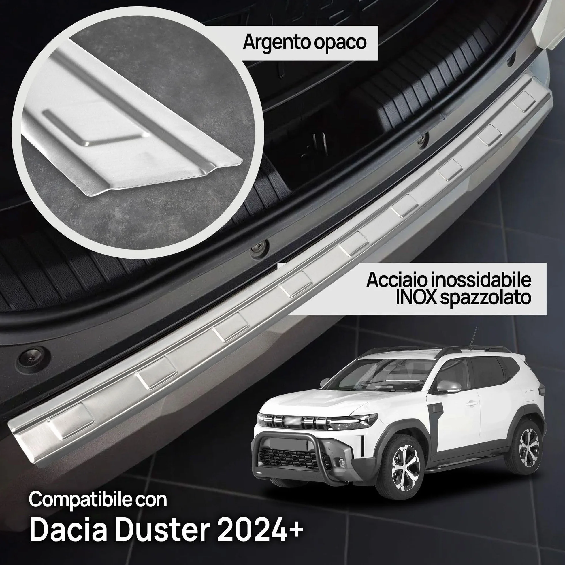 CHROMEMASTER Protezione Paraurti Posteriore Dacia Duster 2024+ Acciaio inossidabile Spazzolato Argento