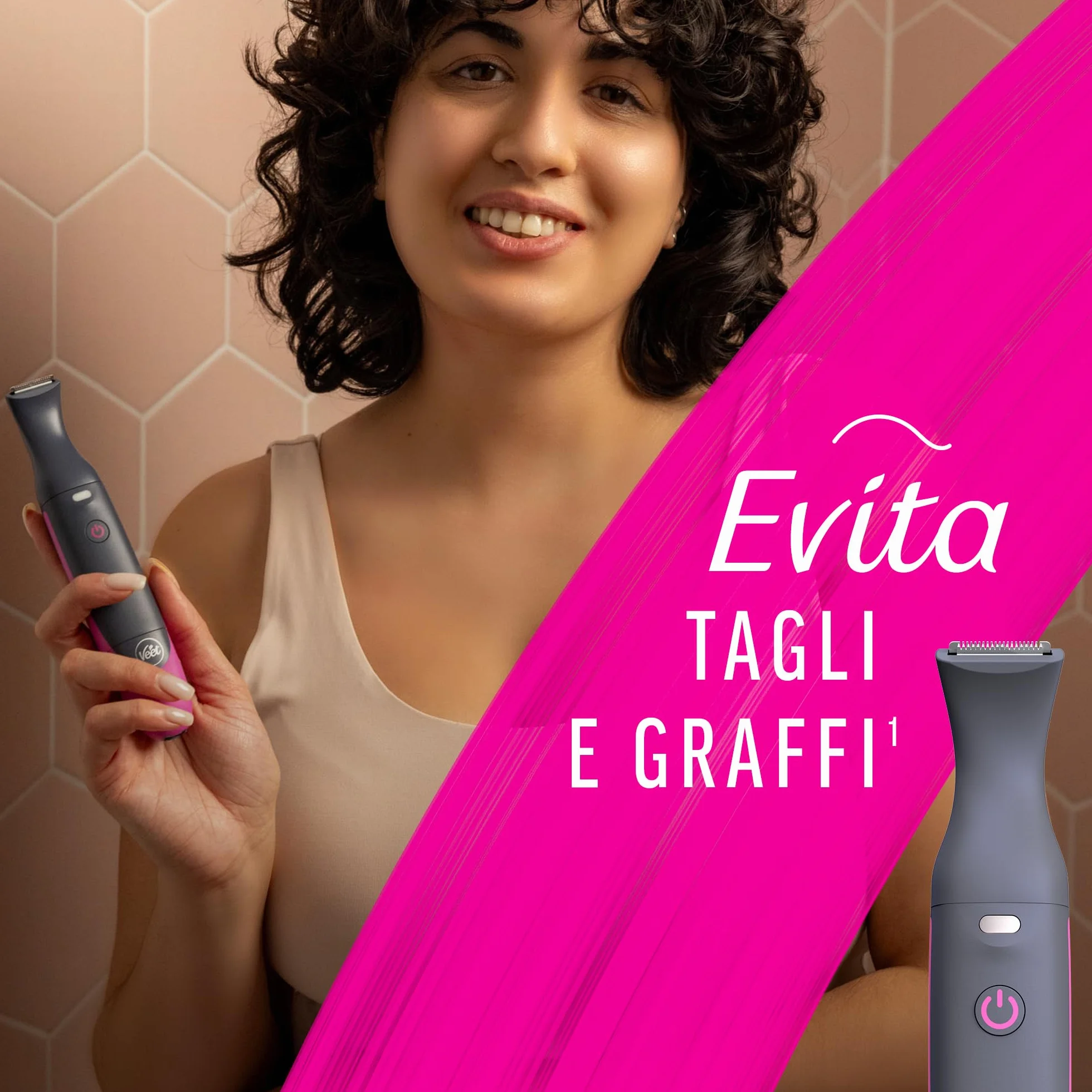 Veet Expert All-In-One Trimmer, Rasoio Elettrico Donna Viso Parti Intime, Epilatore Elettrico Donna 100% Waterproof Cordless
