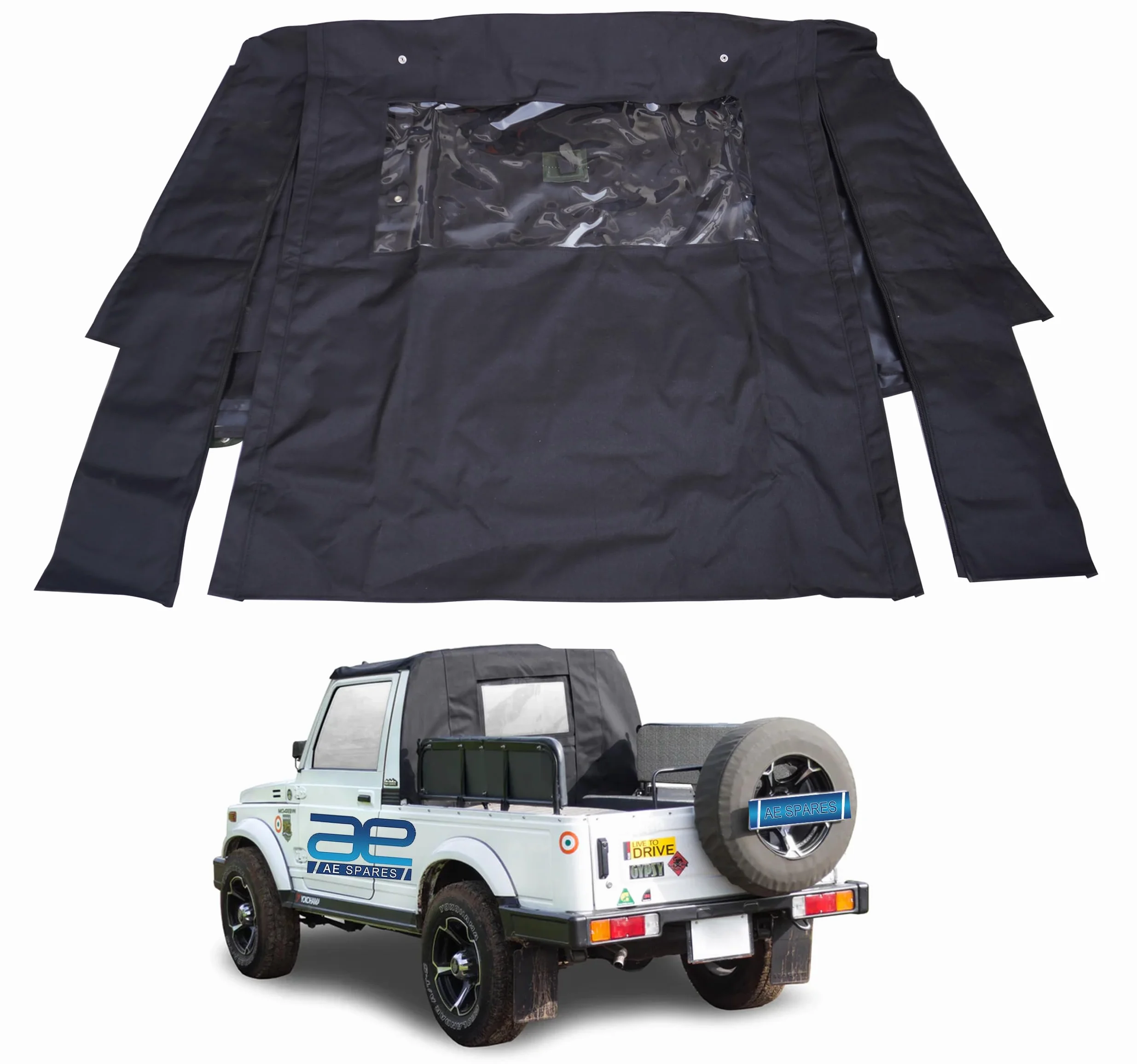 AEspares Compatibile con Suzuki Samurai Sj410 Sj413 Ricambio Bikini Soft Top Nero Lunotto Posteriore