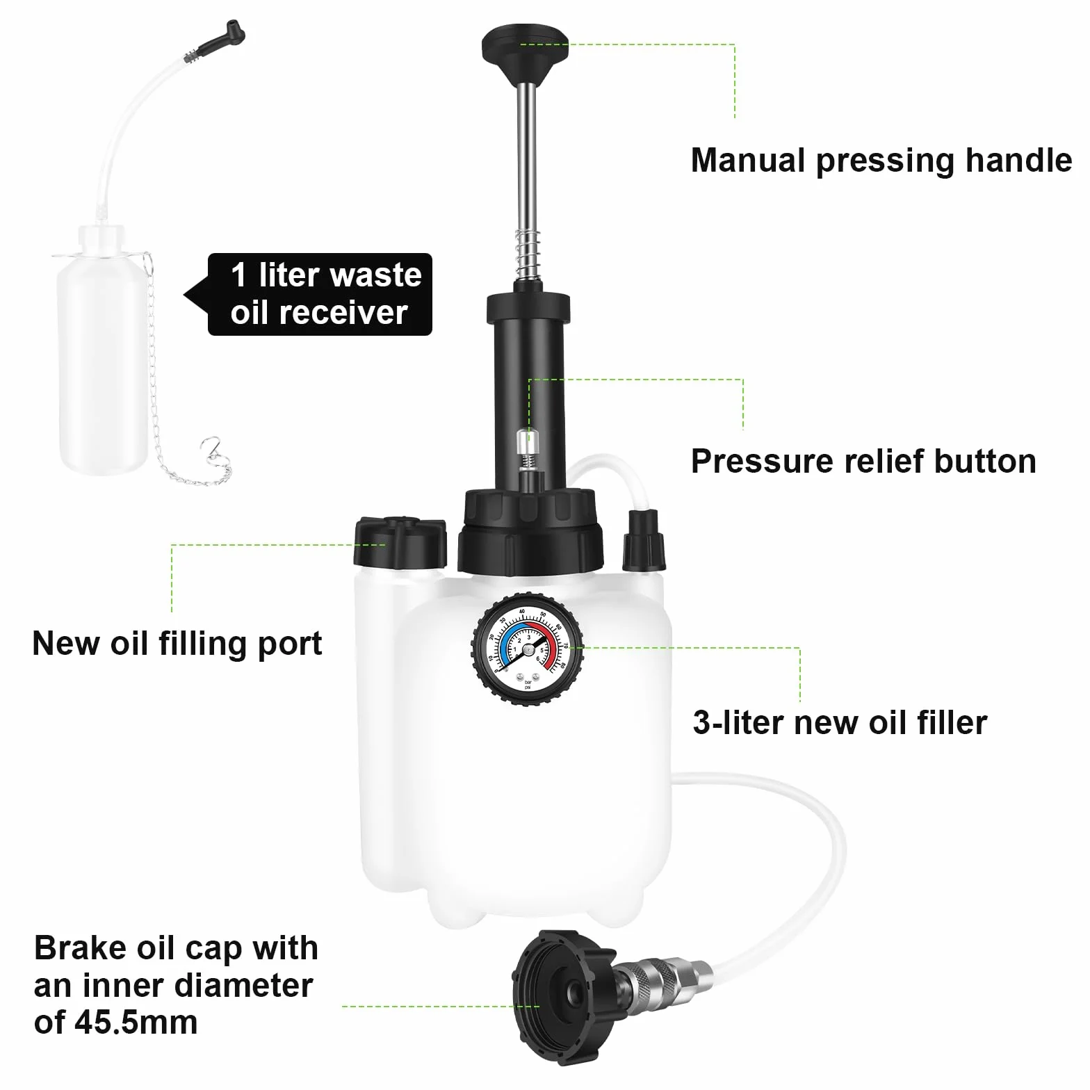 ASUNCELL 3L Auto Freno Sfiato Kit Ricambio Spurgo Freni Frizione con Adattatore E20