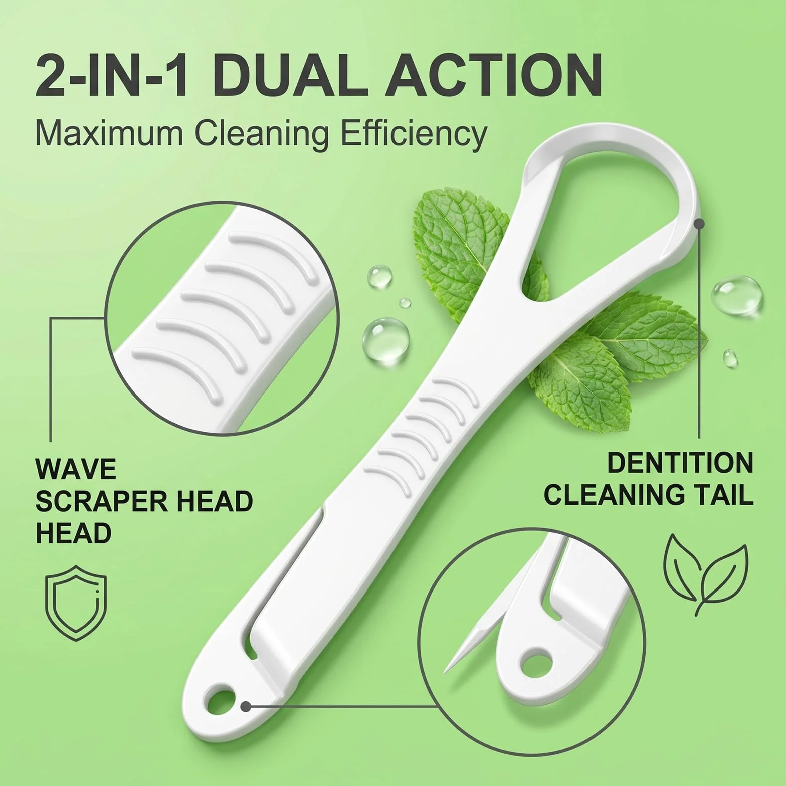 Pulisci Lingua e Stuzzicadenti 2 in 1, Raschietto Lingua per Alito Fresco e Igiene Orale, Set Portatile per Cura Dentale