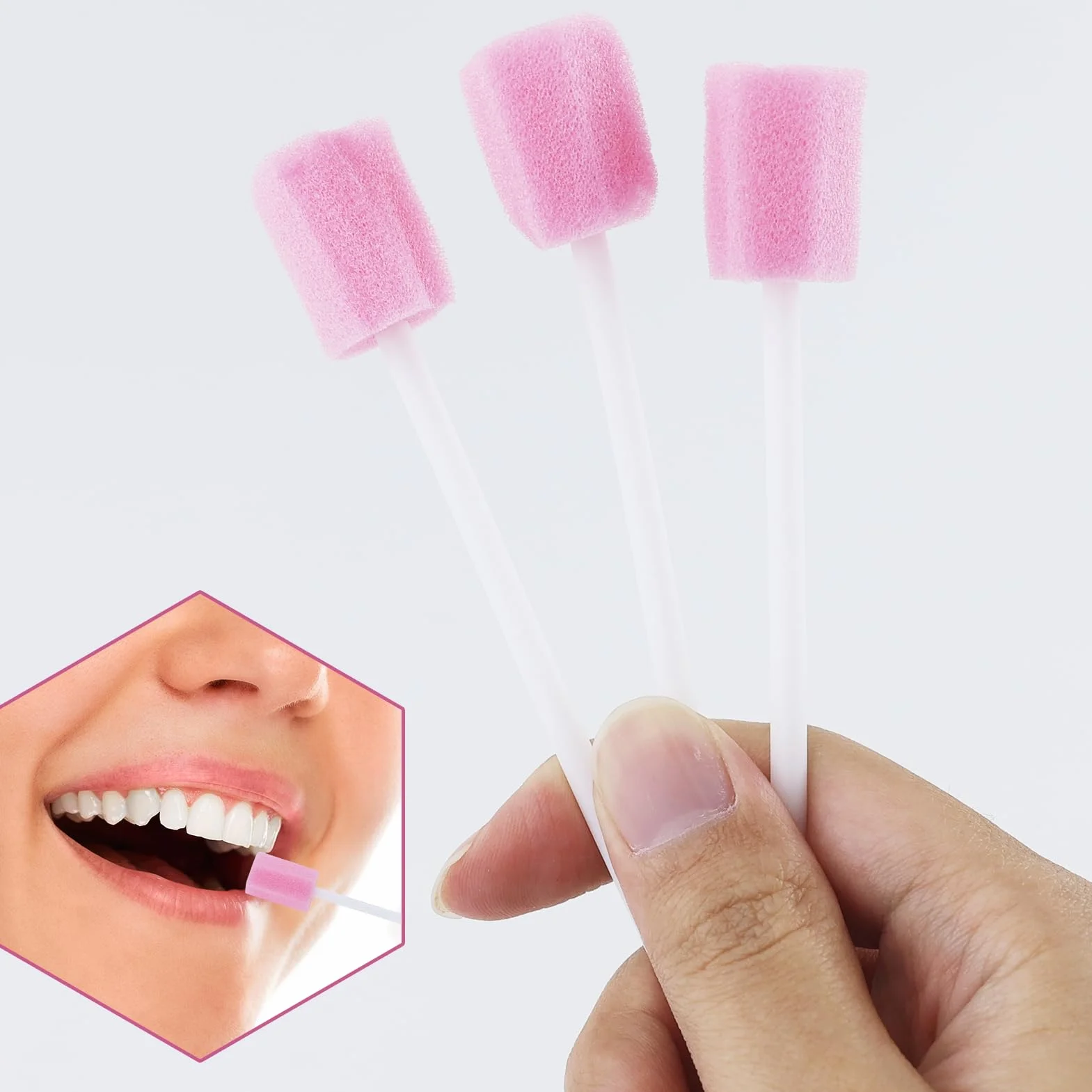 100 Pezzi Tamponi Monouso per Igiene Orale, Spugna per Pulizia Bocca per Adulti, Bambini, Animali Domestici (Blu & Rosa)